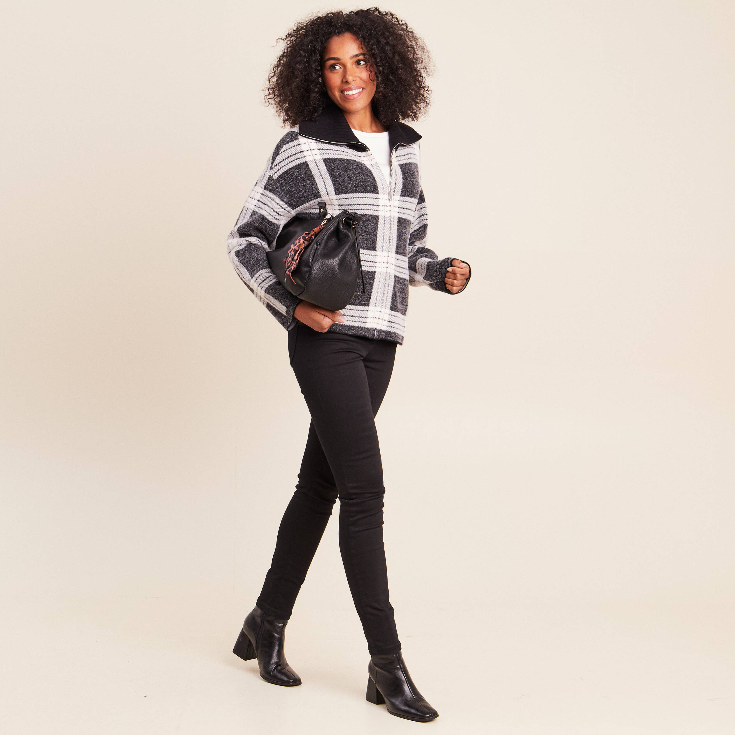Gilet col camionneur gris anthracite femme