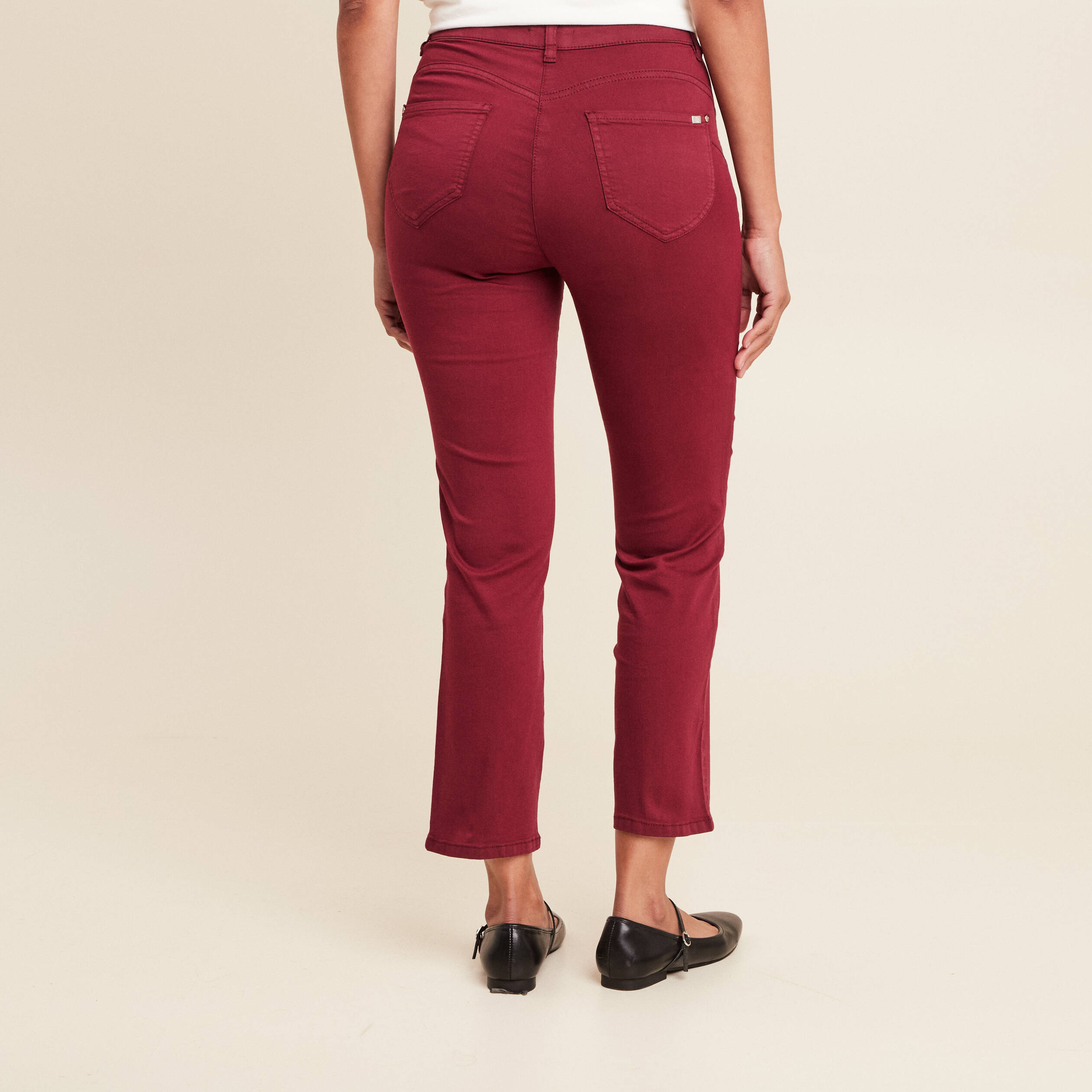pantalon droit taille haute 78eme bordeaux femme Pantalon droit taille haute 7/8ème bordeaux femme