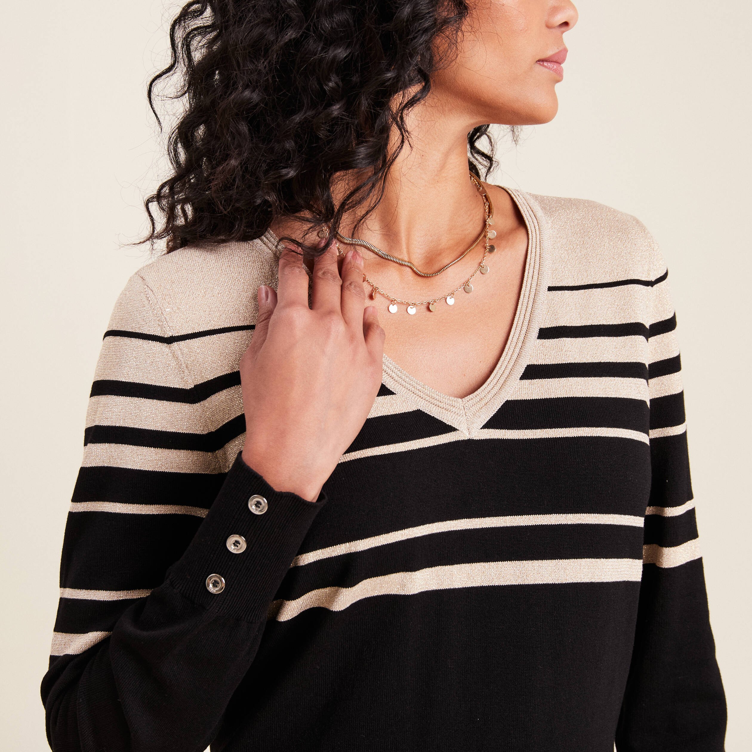 Pull manches longues noir femme