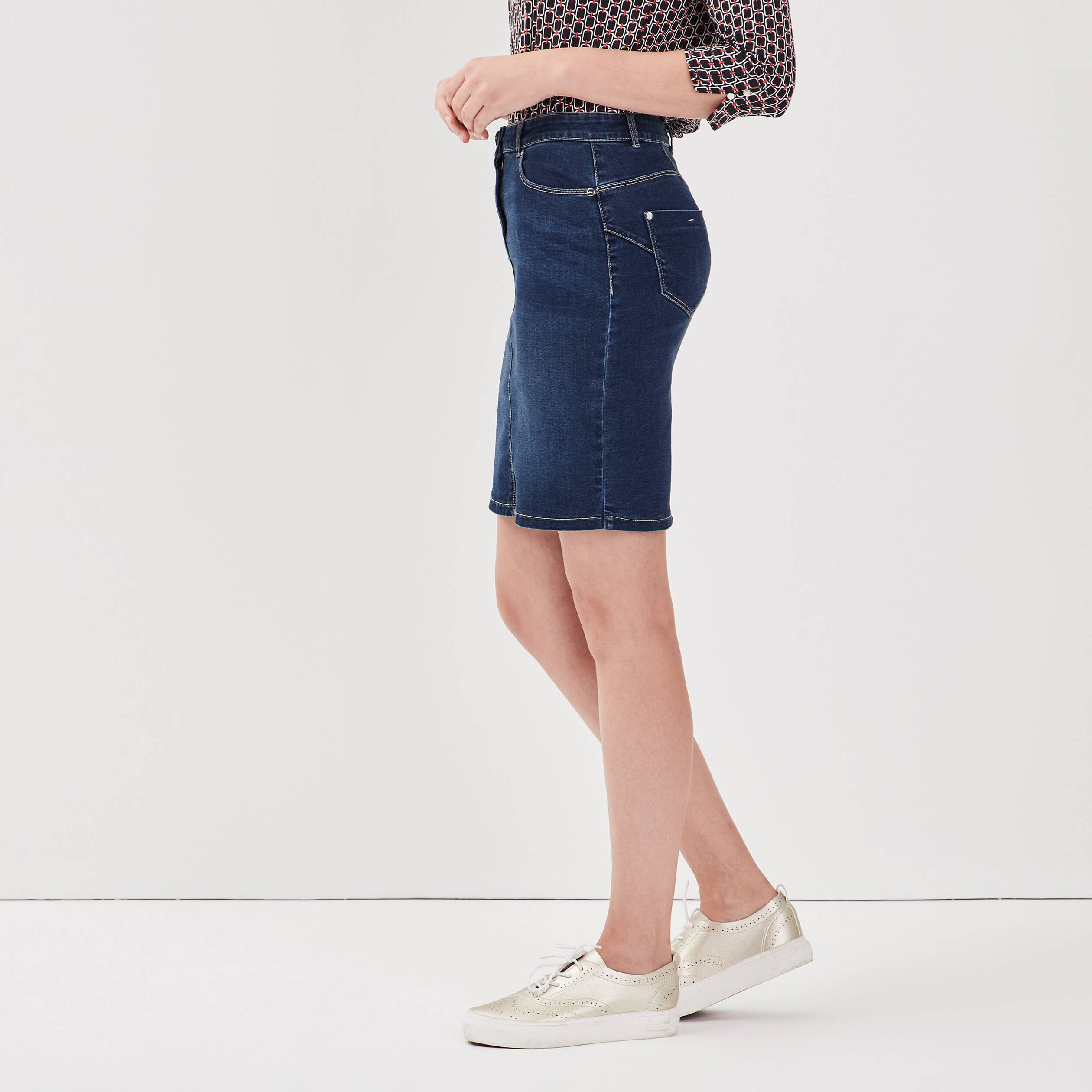 Jupe droite denim brut femme