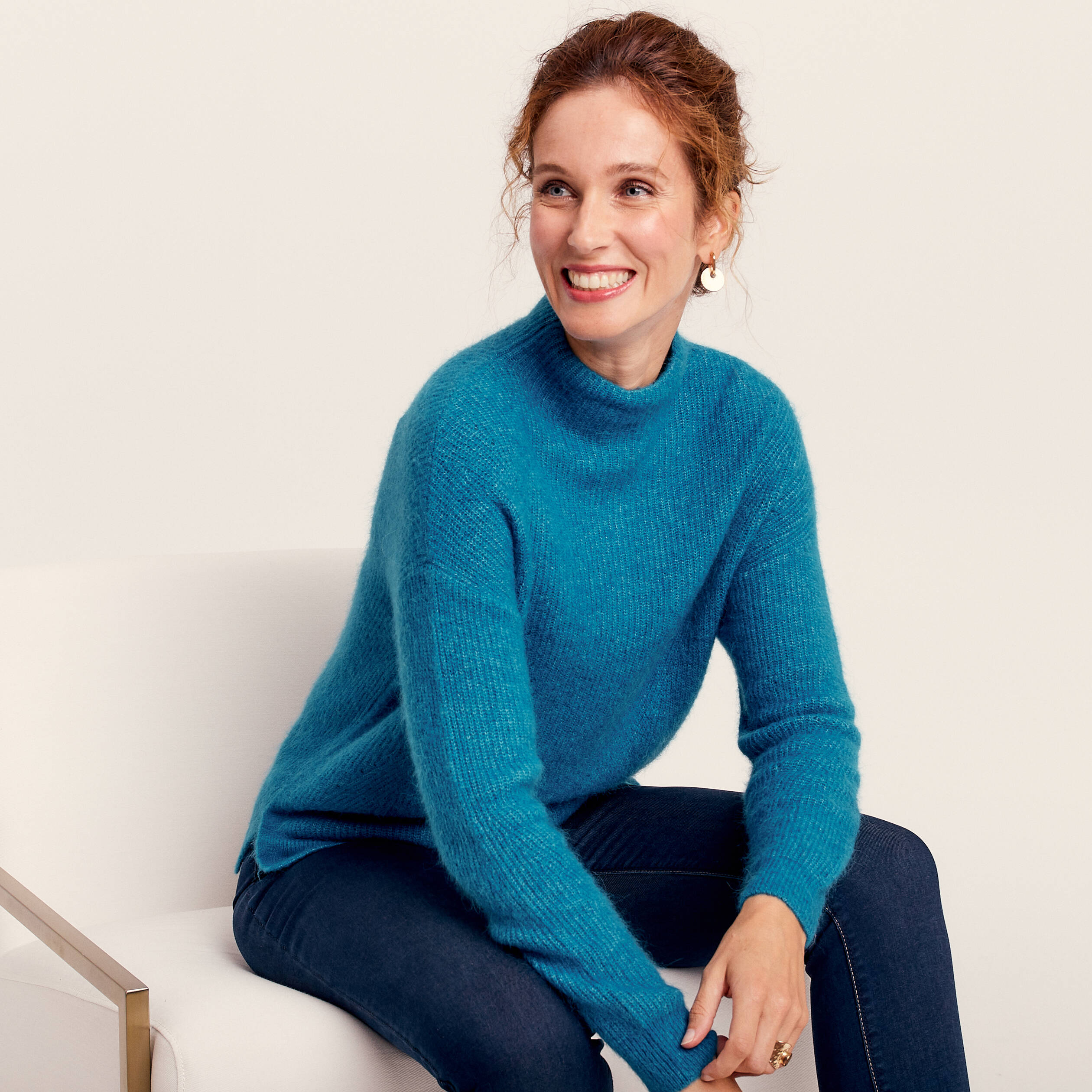 pull manches longues bleu canard femme Pull manches longues bleu canard femme
