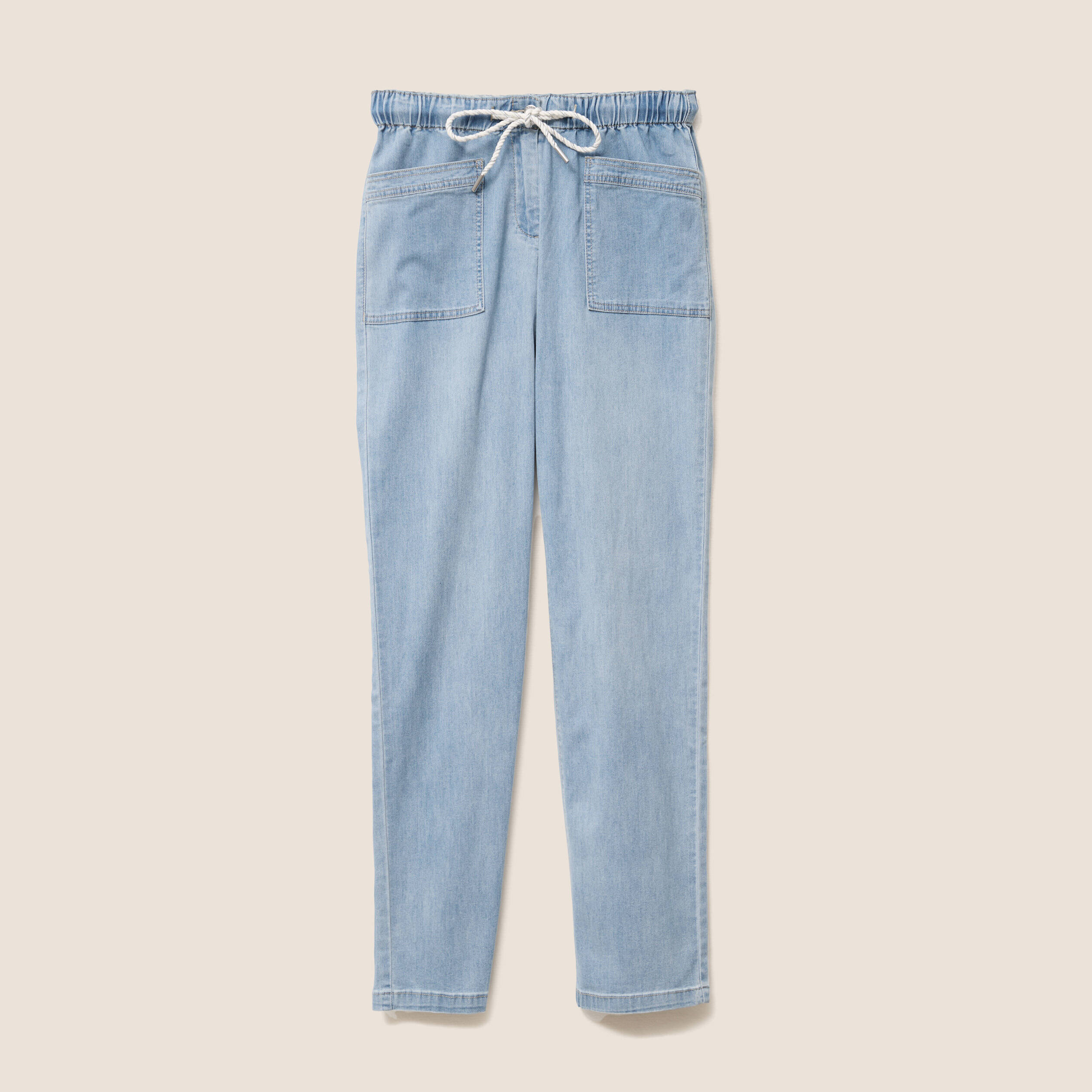pantalon jogpant 78eme en coton denim double stone femme Pantalon jogpant 7/8ème en coton denim double stone femme