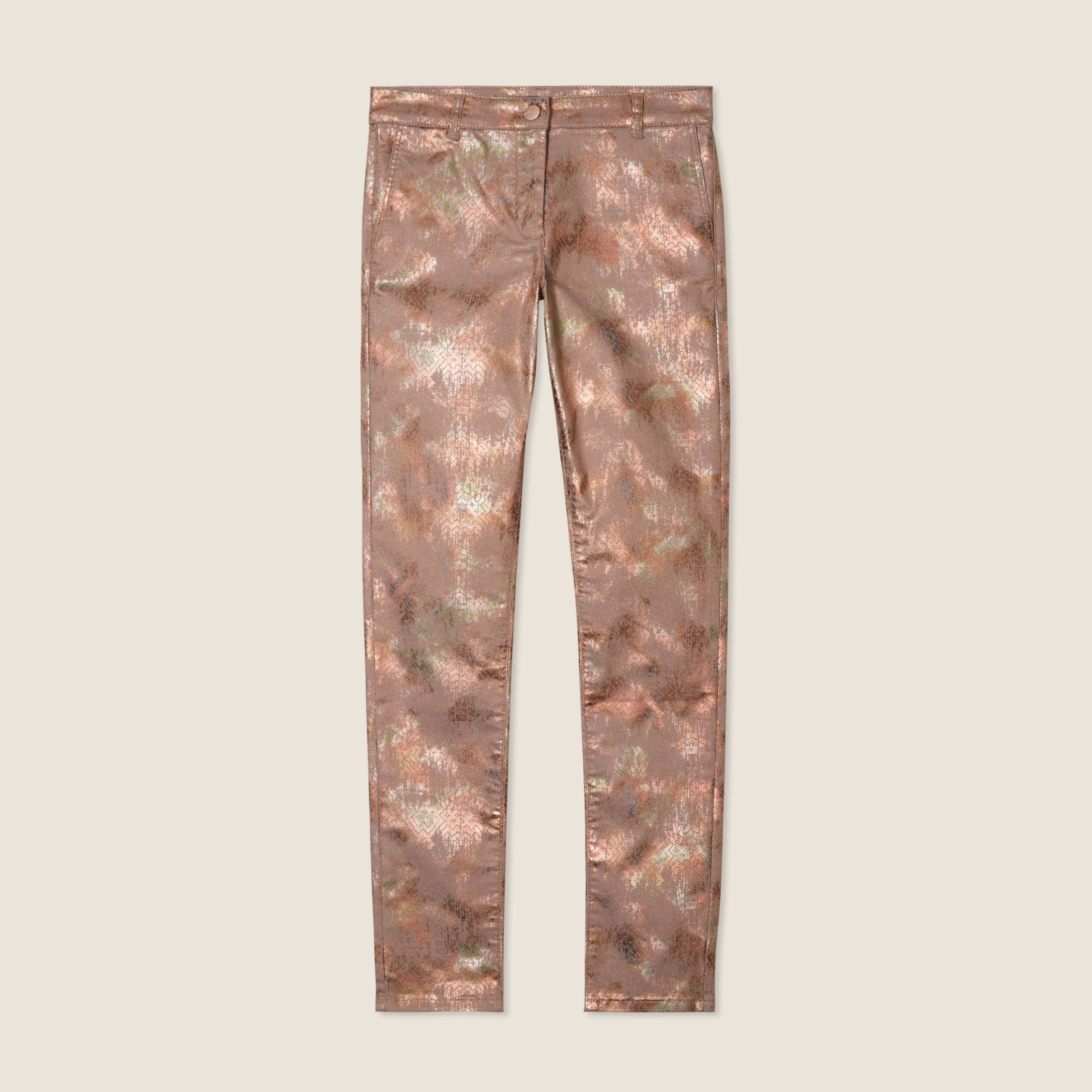 Pantalon ajust&eacute; marron femme