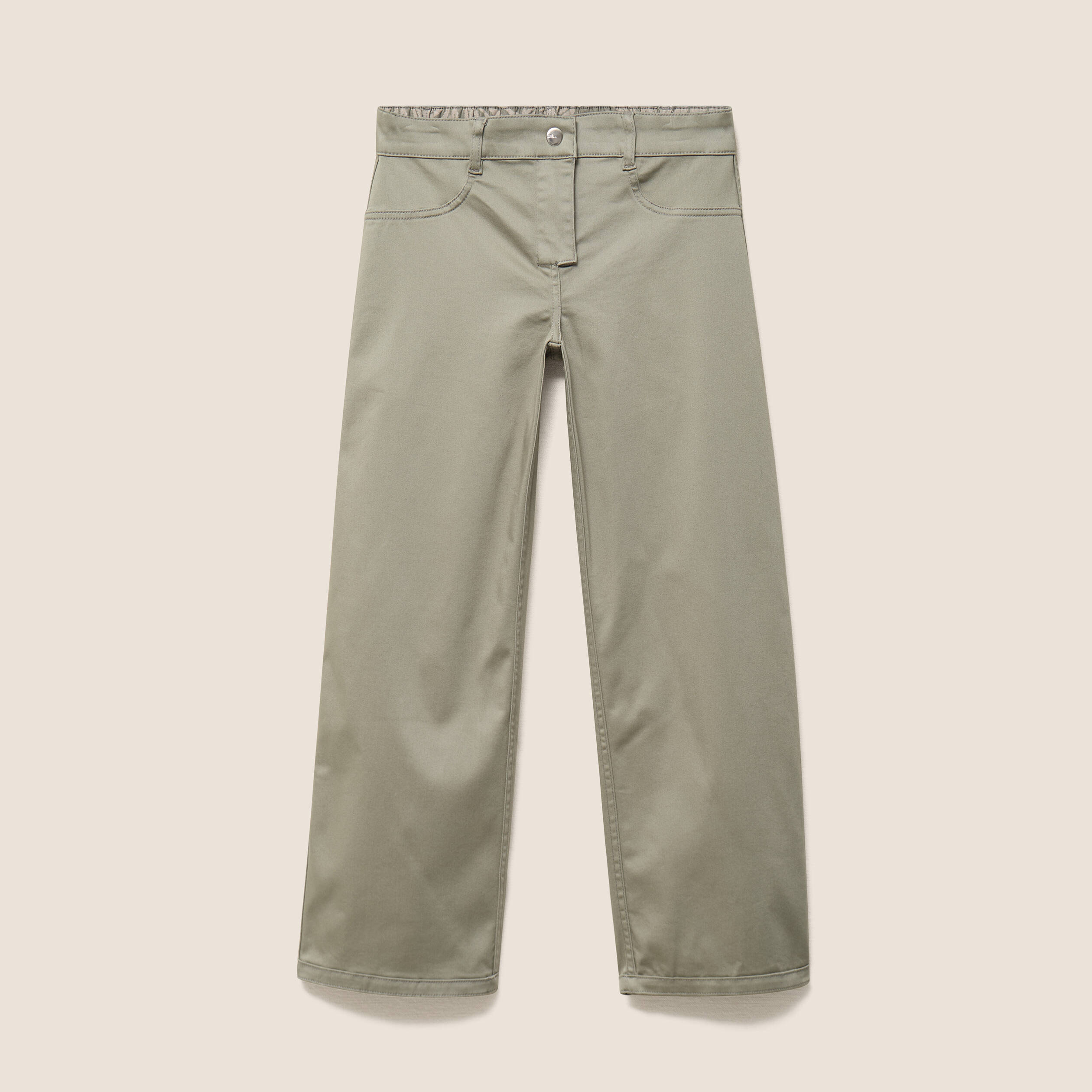 Pantalon droit 7/8&egrave;me taille bascul&eacute;e gris femme