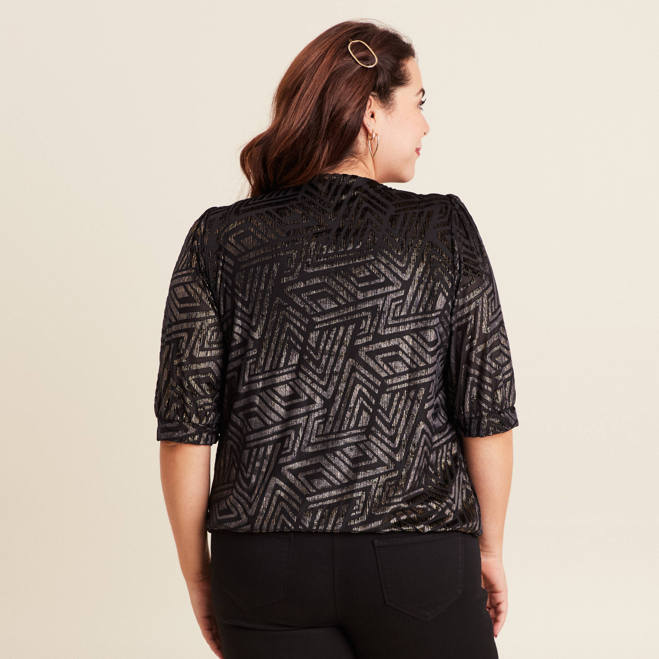 t shirt manches 34 noir femme T-shirt manches 3/4 noir femme