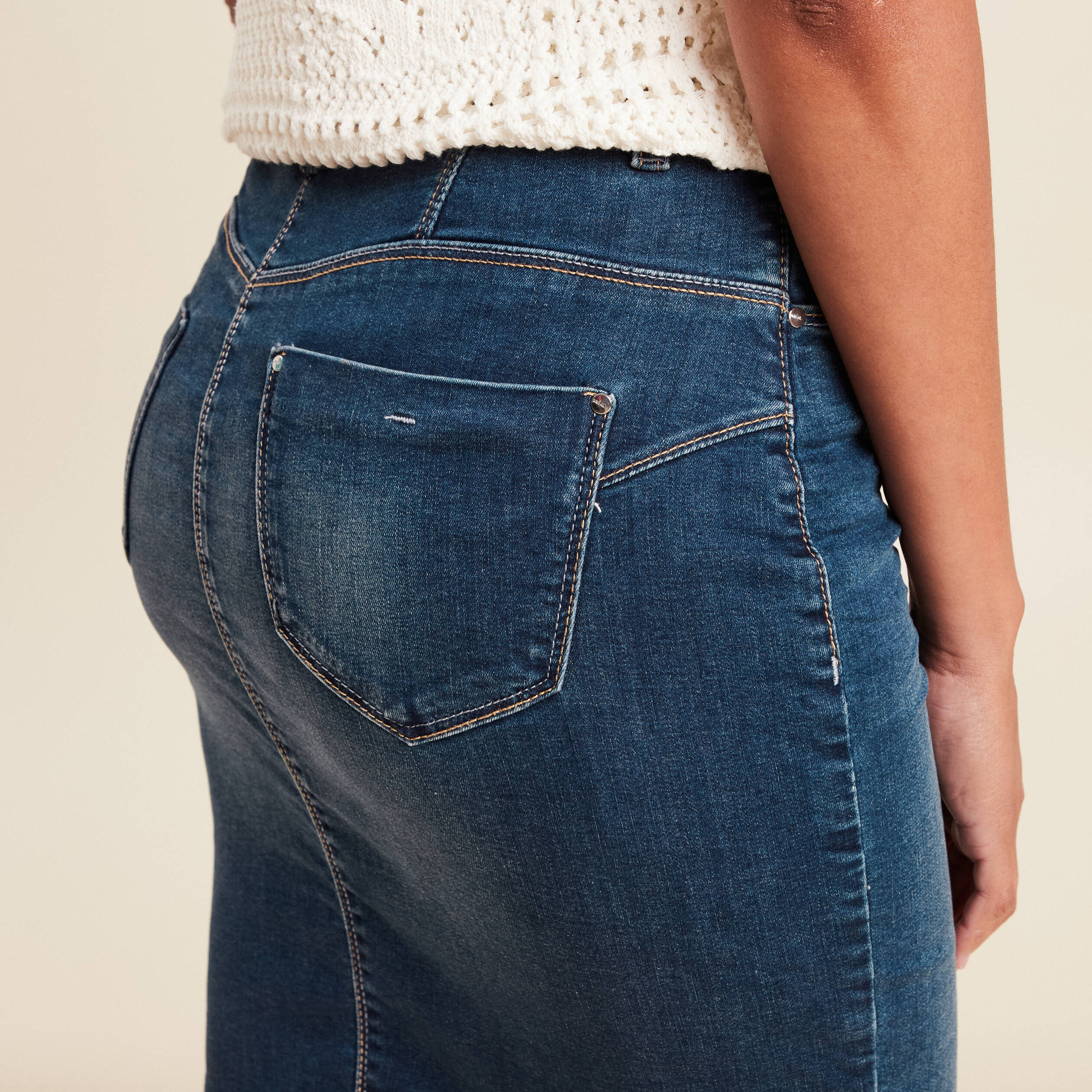 Jupe droite denim brut femme