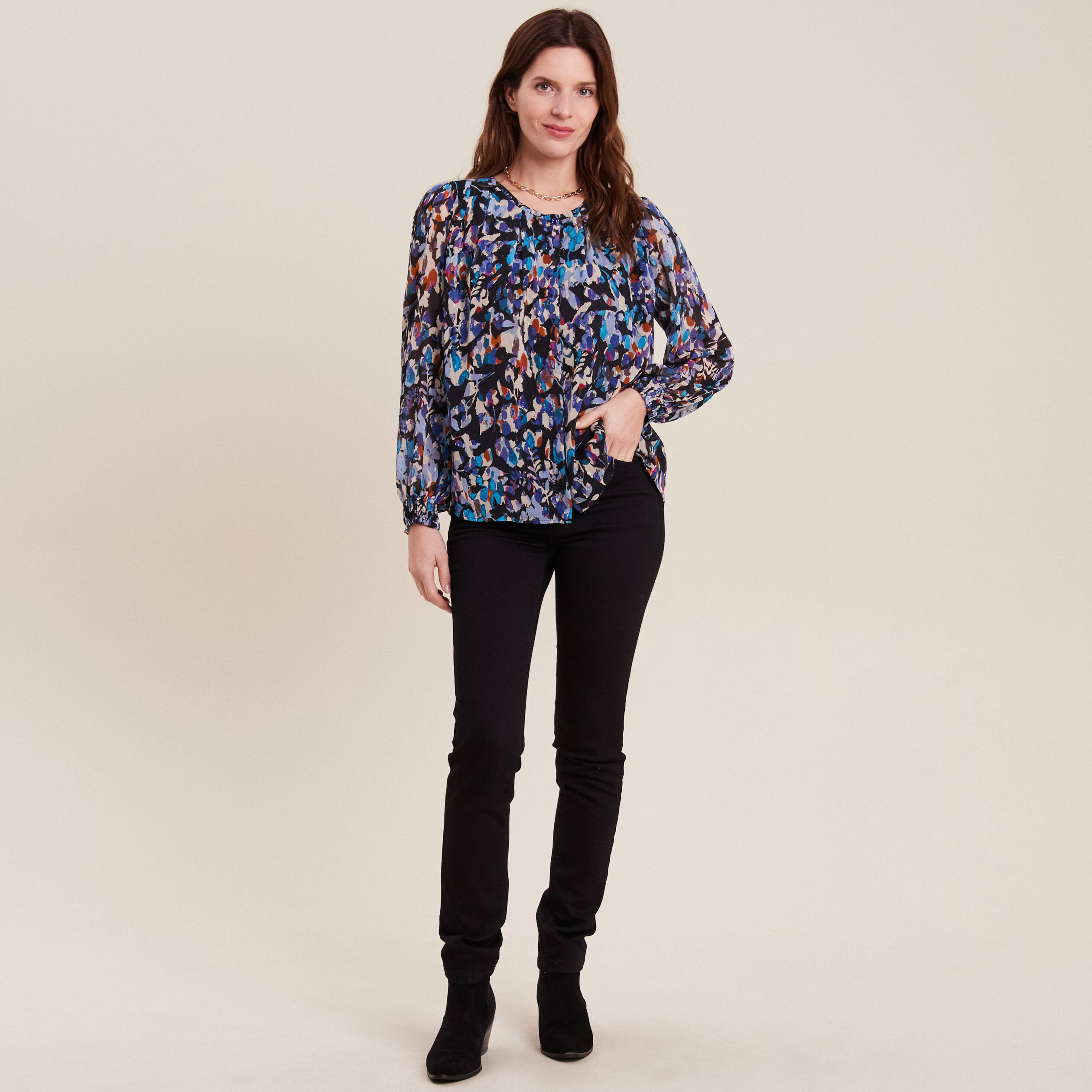 blouse manches longues bleu femme Blouse manches longues bleu femme