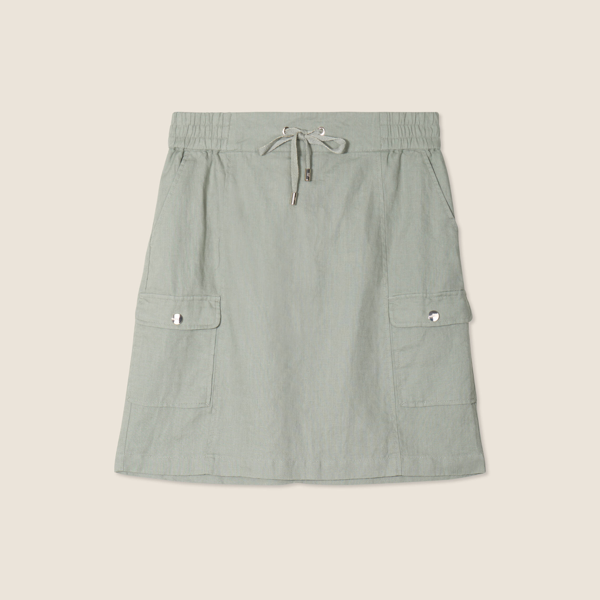 Jupe droite poches côtés vert clair femme