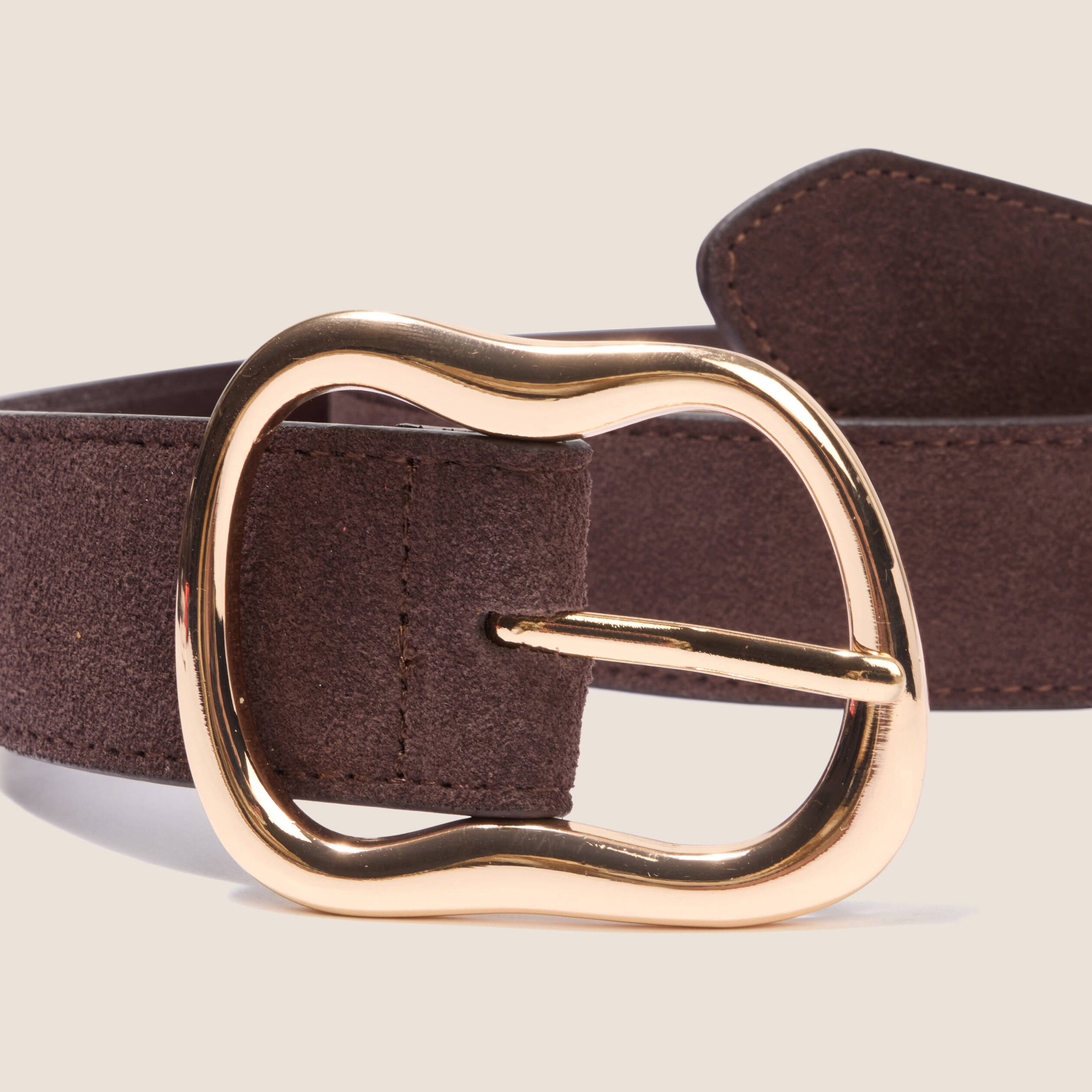 Ceinture en cuir marron fonc&eacute; femme