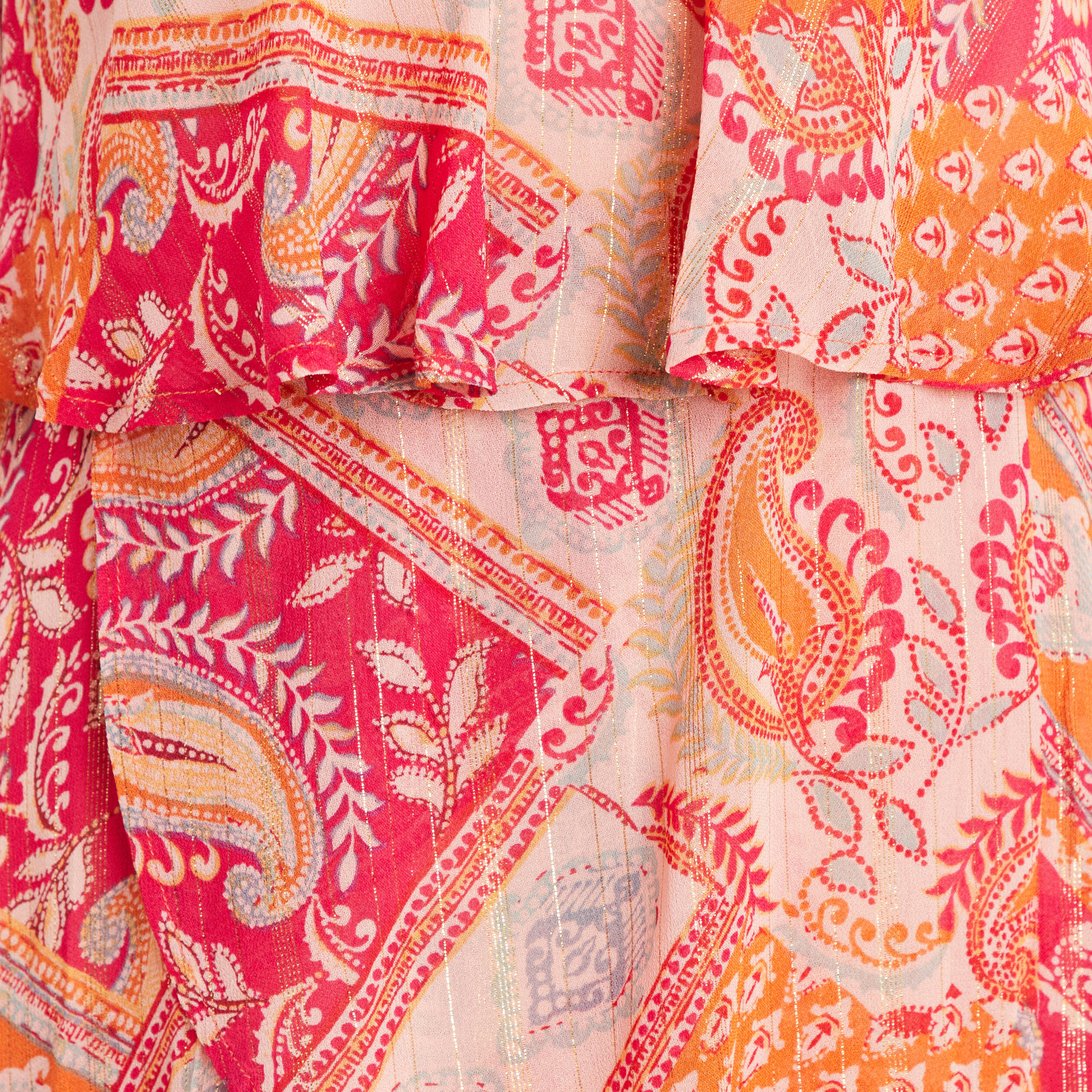 robe evasee a volants orange femme Robe évasée à volants orange femme