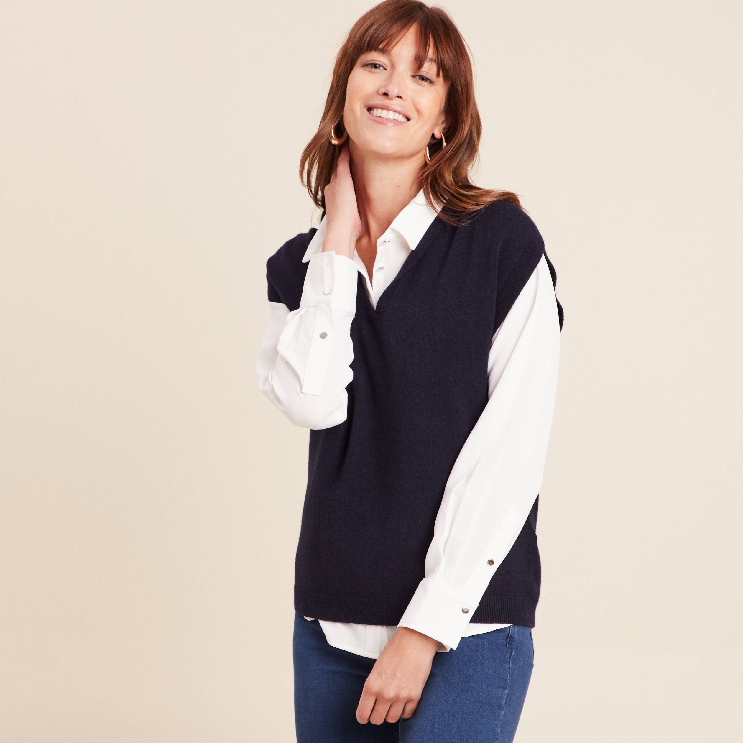Pull Sans Manche Chemise