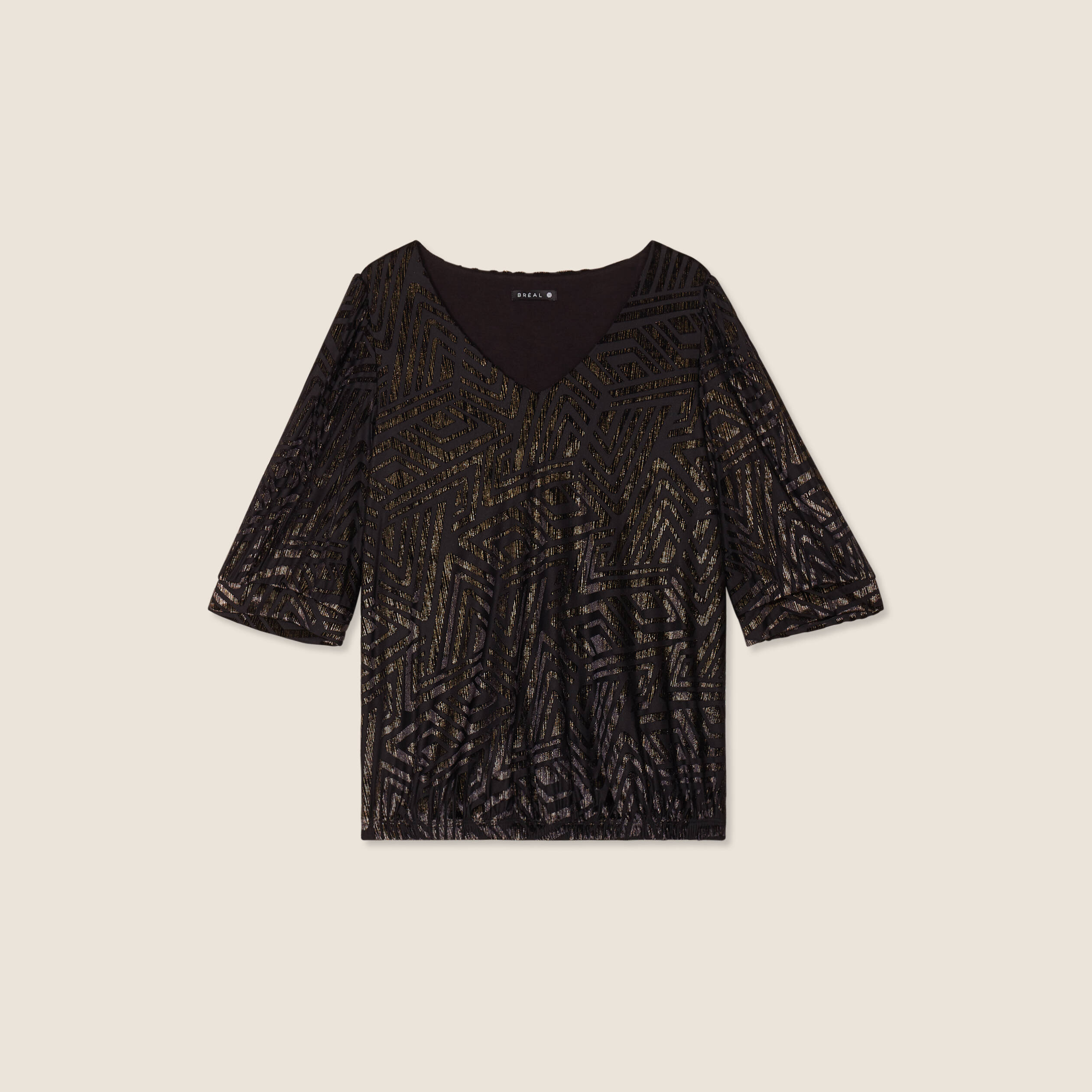 t shirt manches 34 noir femme T-shirt manches 3/4 noir femme