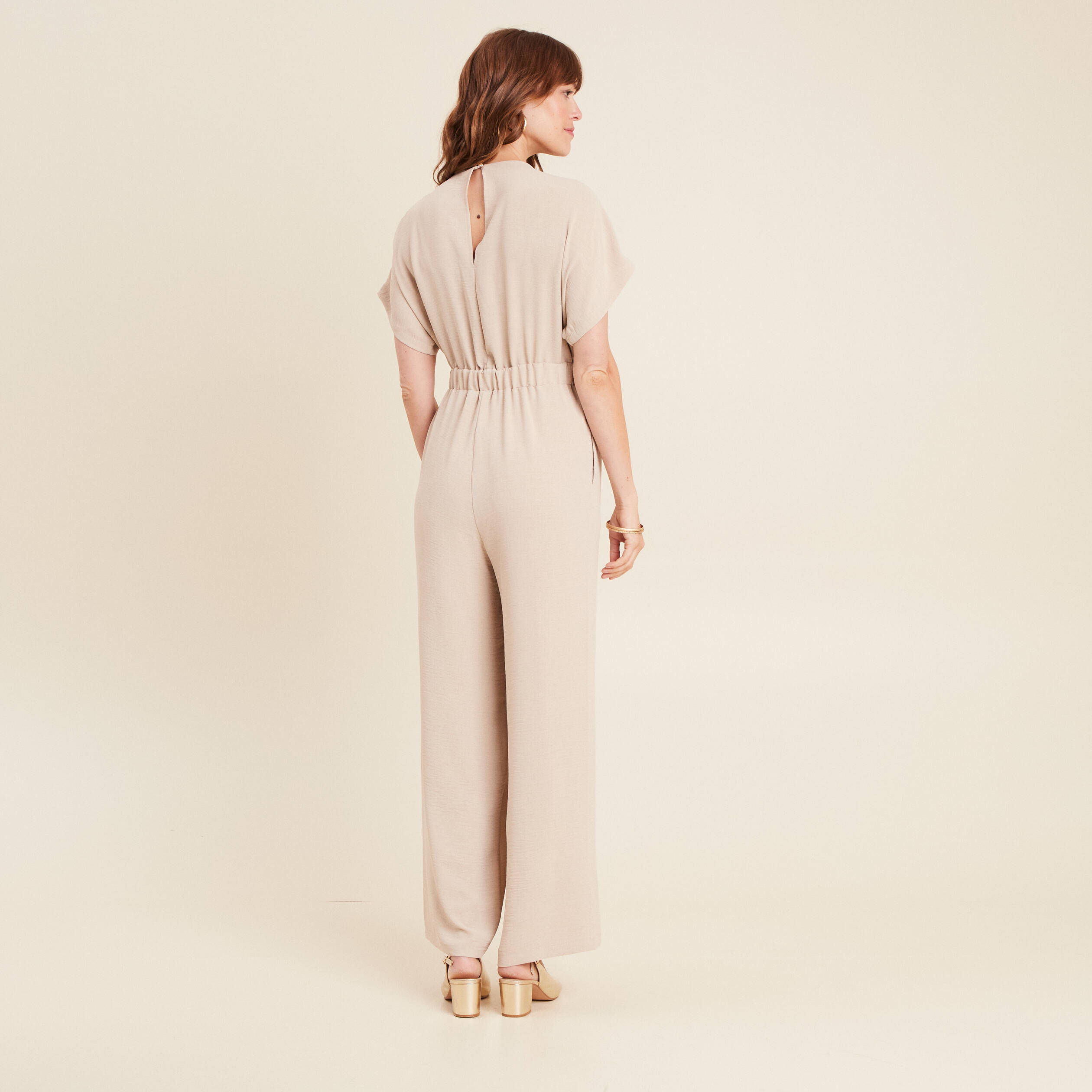 Combinaison col croisé gris clair femme