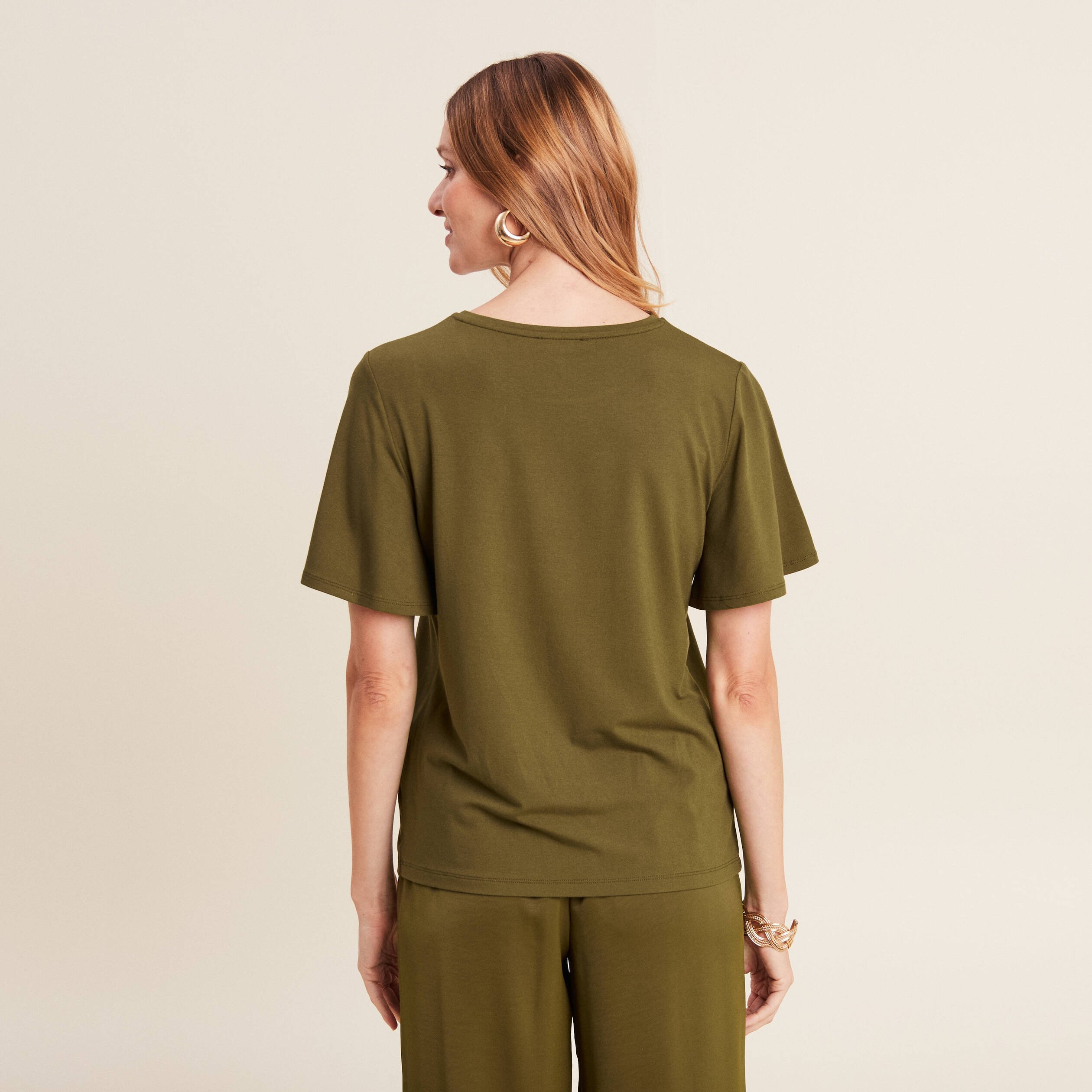 t shirt manches courtes vert olive femme T-shirt manches courtes vert olive femme