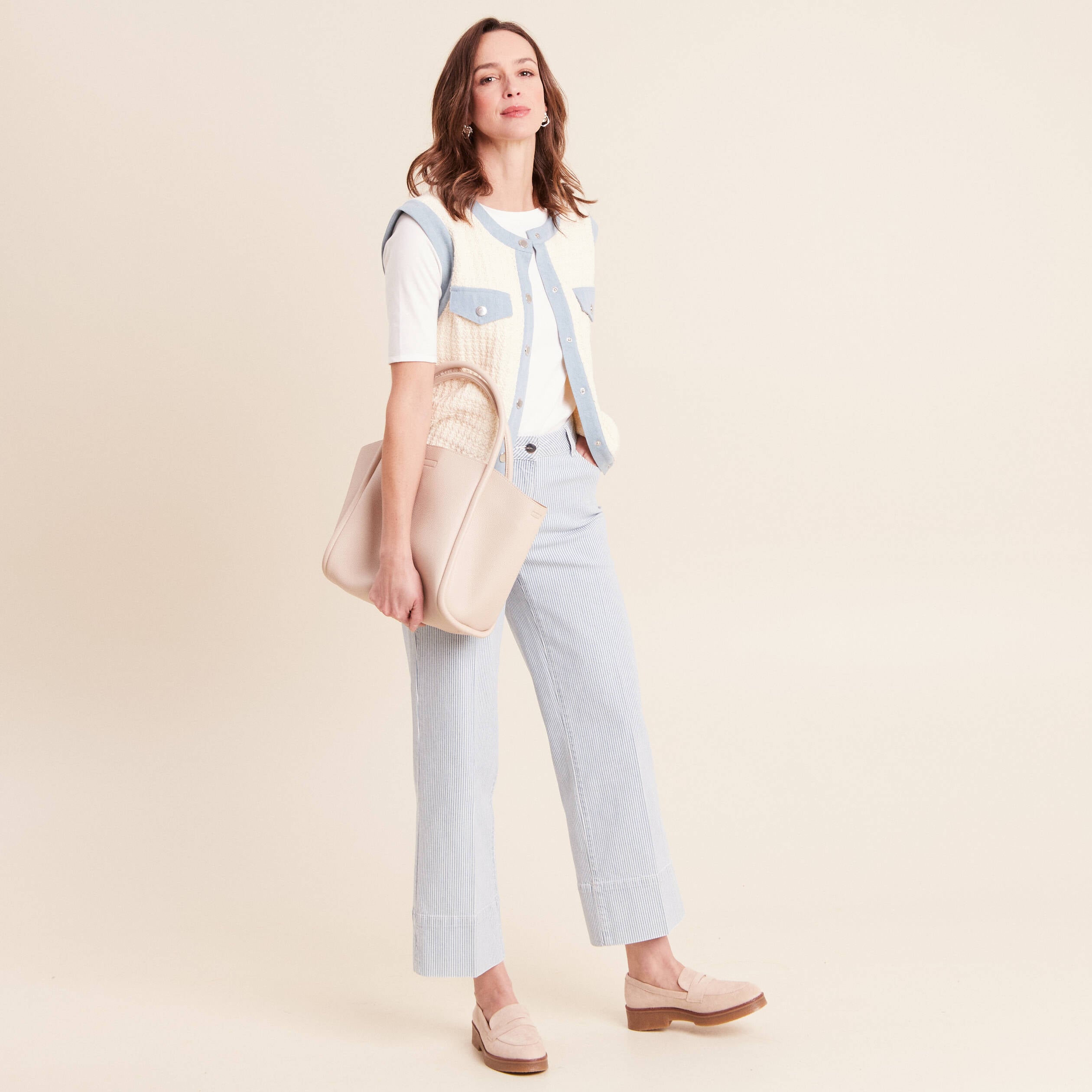 Jean coupe large 7/8&egrave;me bleu femme