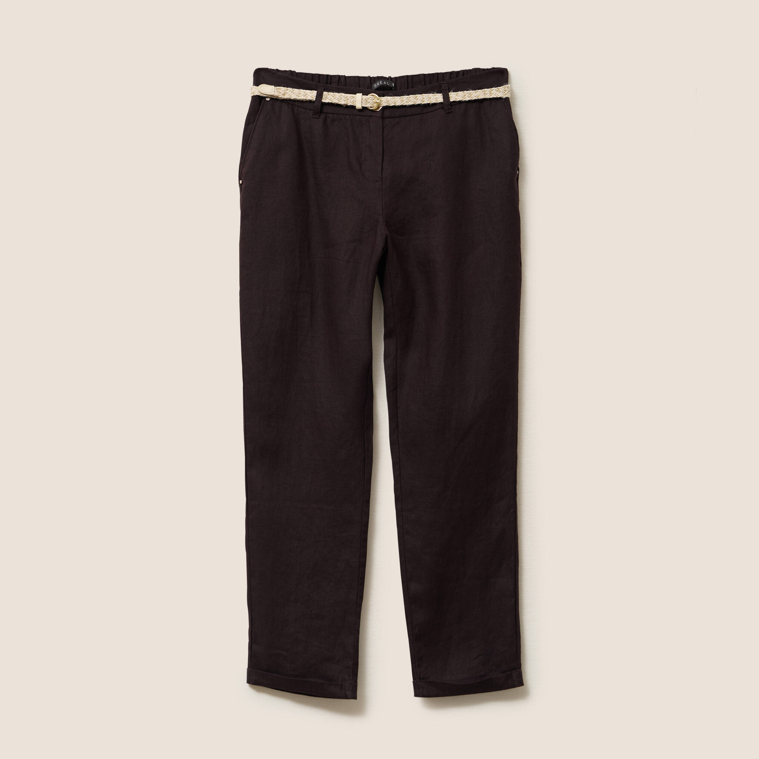 pantalon flou ceinture marron fonce femme Pantalon flou ceinturé marron foncé femme