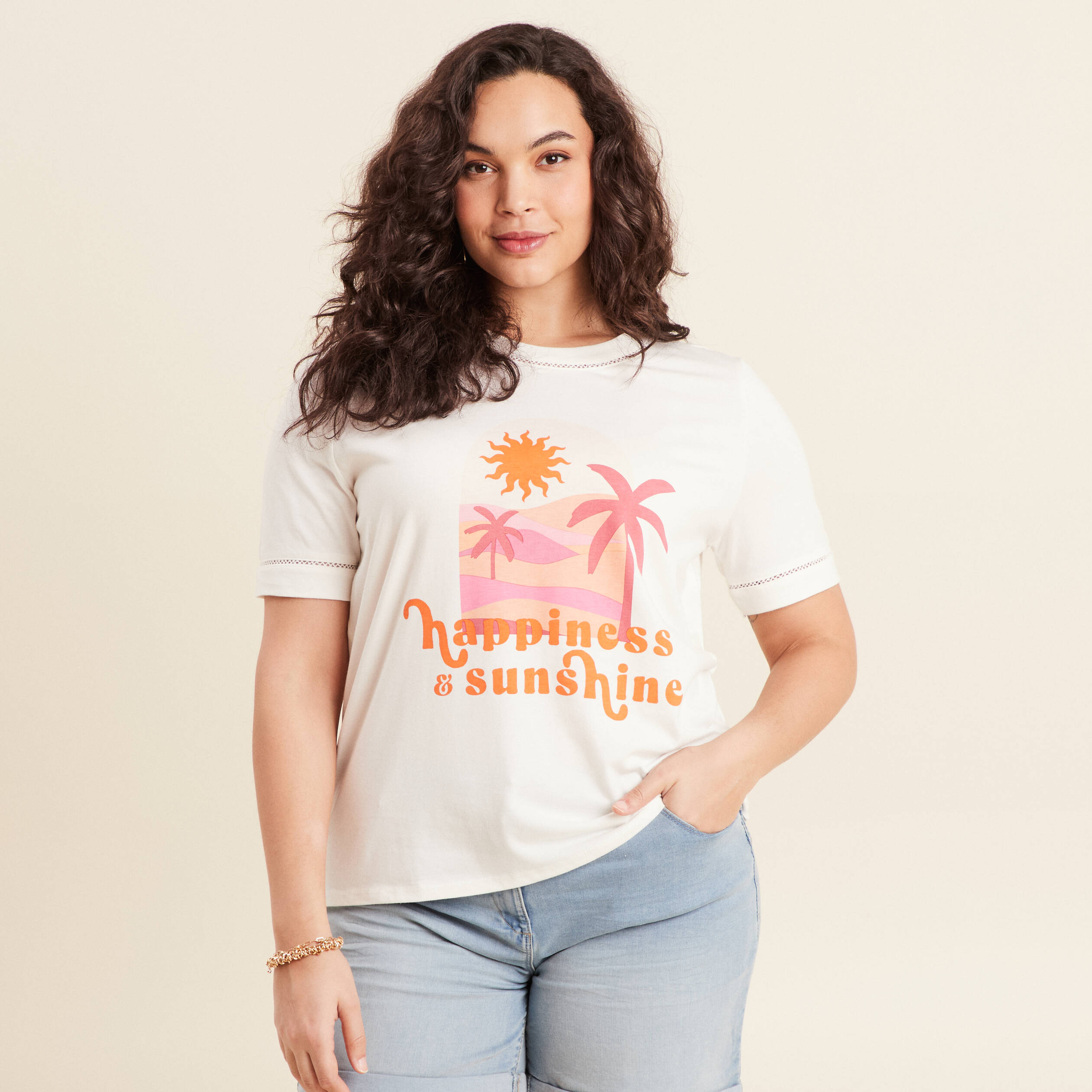 t shirt manches courtes ecru femme T-shirt manches courtes ecru femme