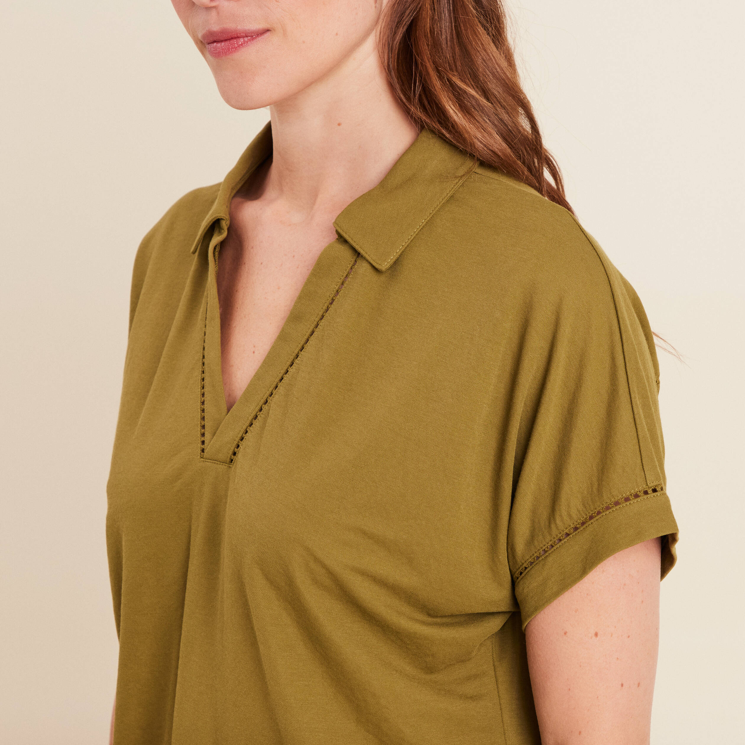 t shirt manches courtes vert kaki femme T-shirt manches courtes vert kaki femme
