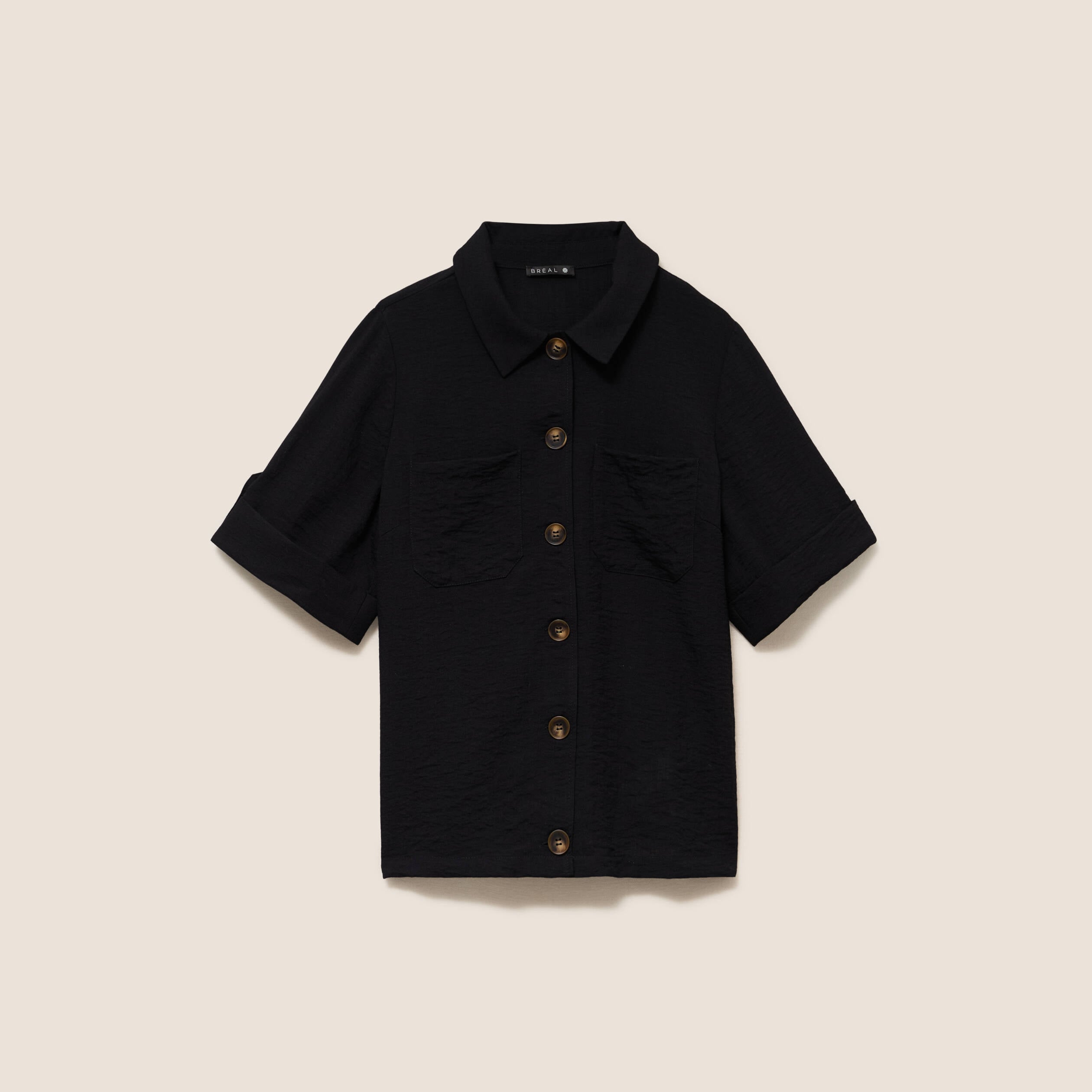 Chemise fluide manches courtes noir femme