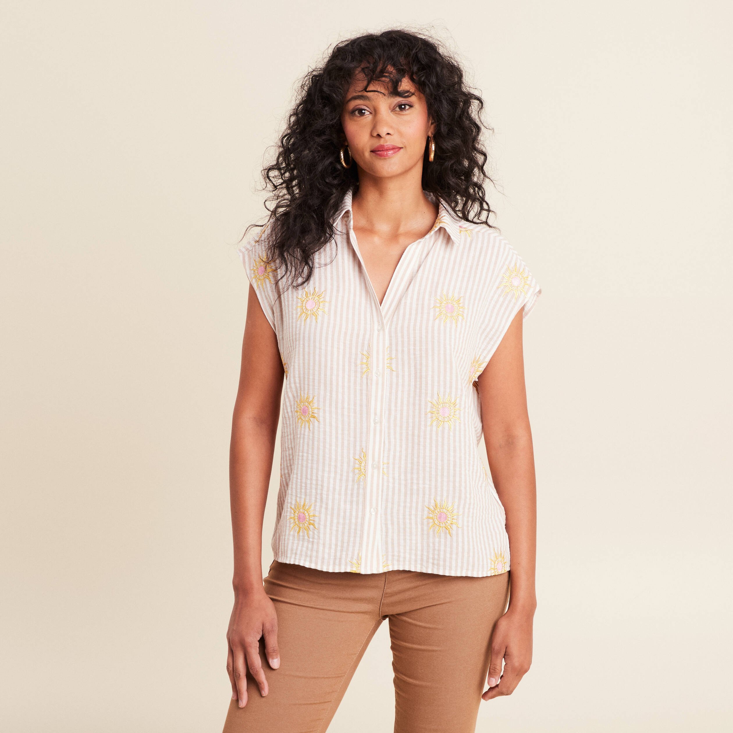 chemise droite courte manches courtes rose femme Chemise droite courte manches courtes rose femme