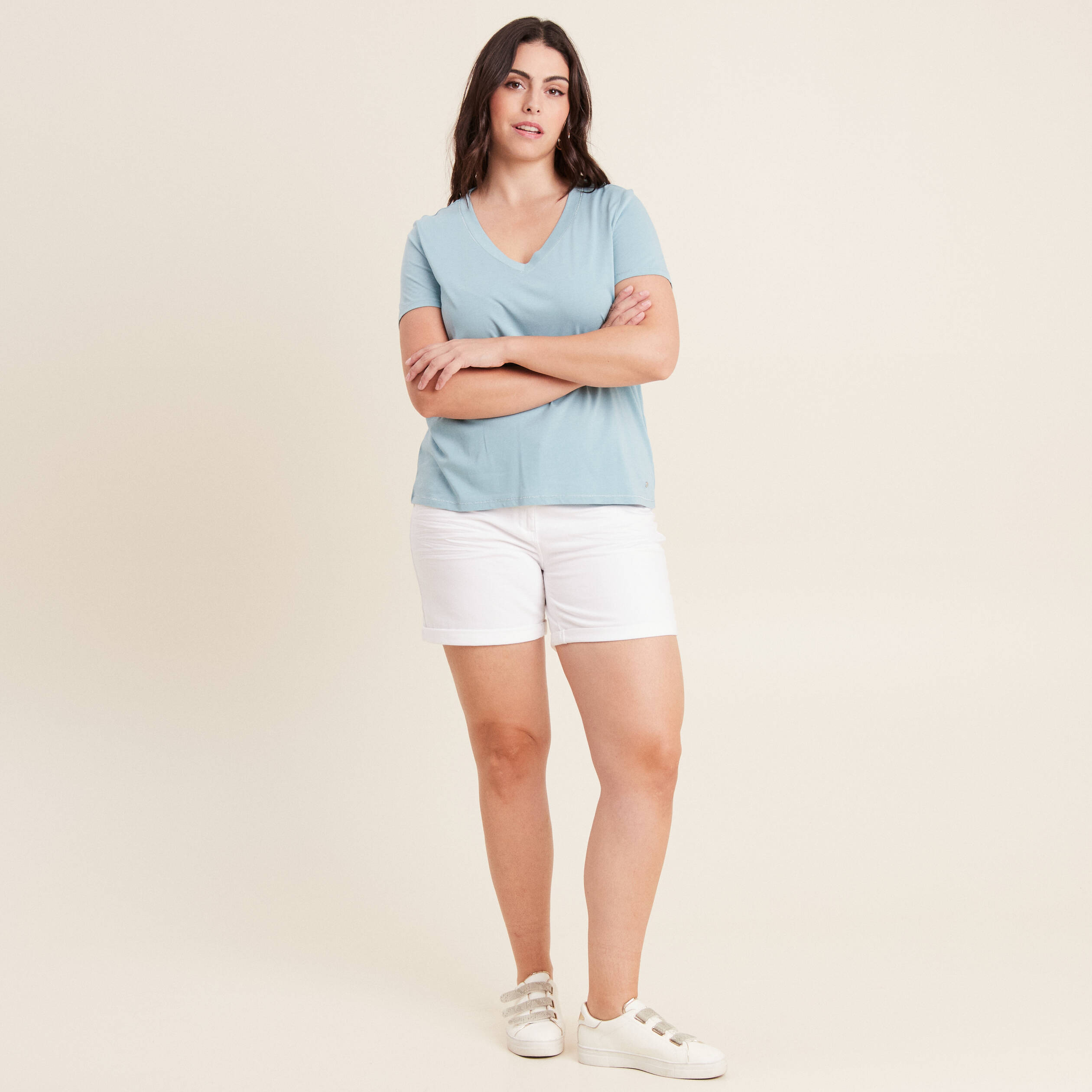 t shirt manches courtes bleu gris femme T-shirt manches courtes bleu gris femme