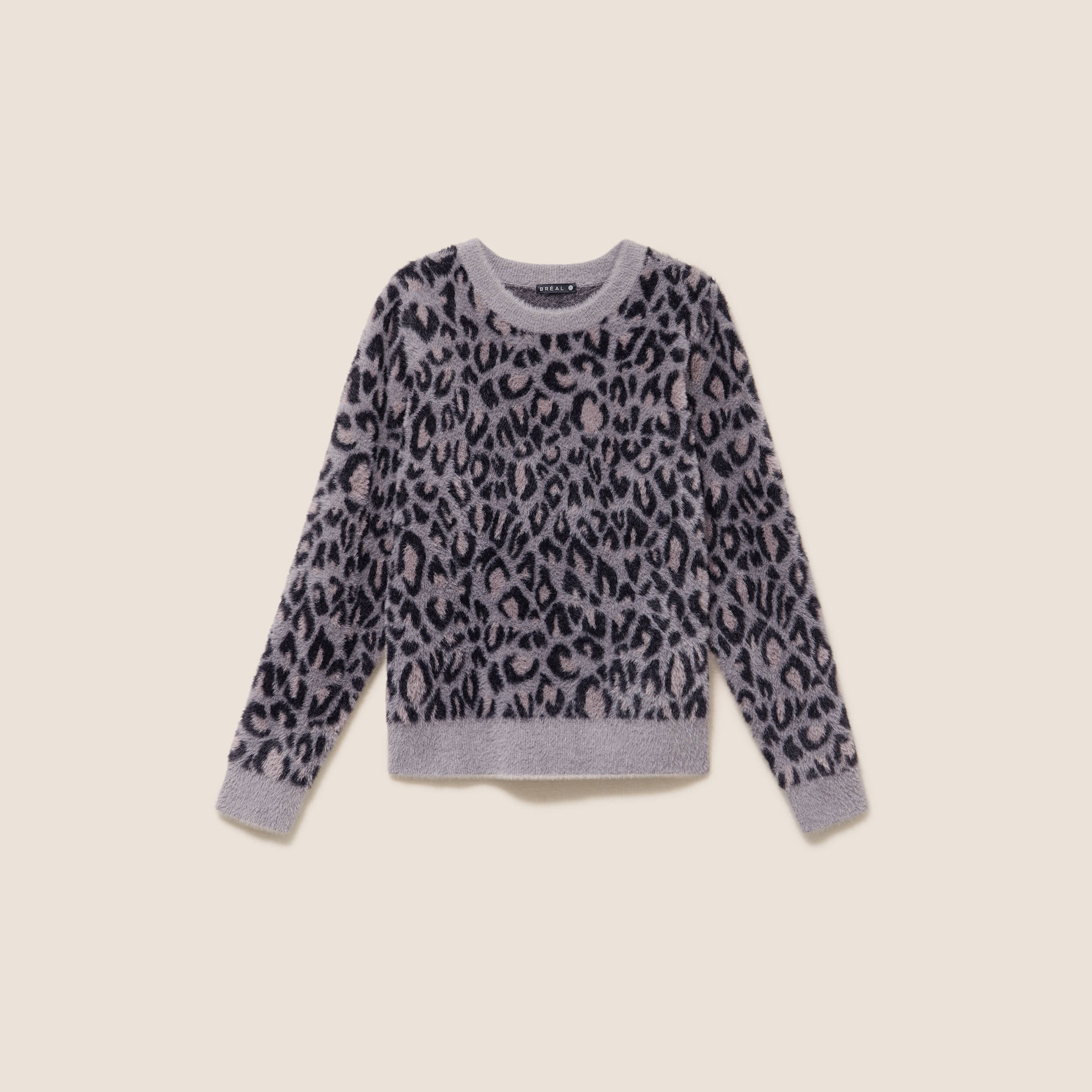 Pull col rond gris femme