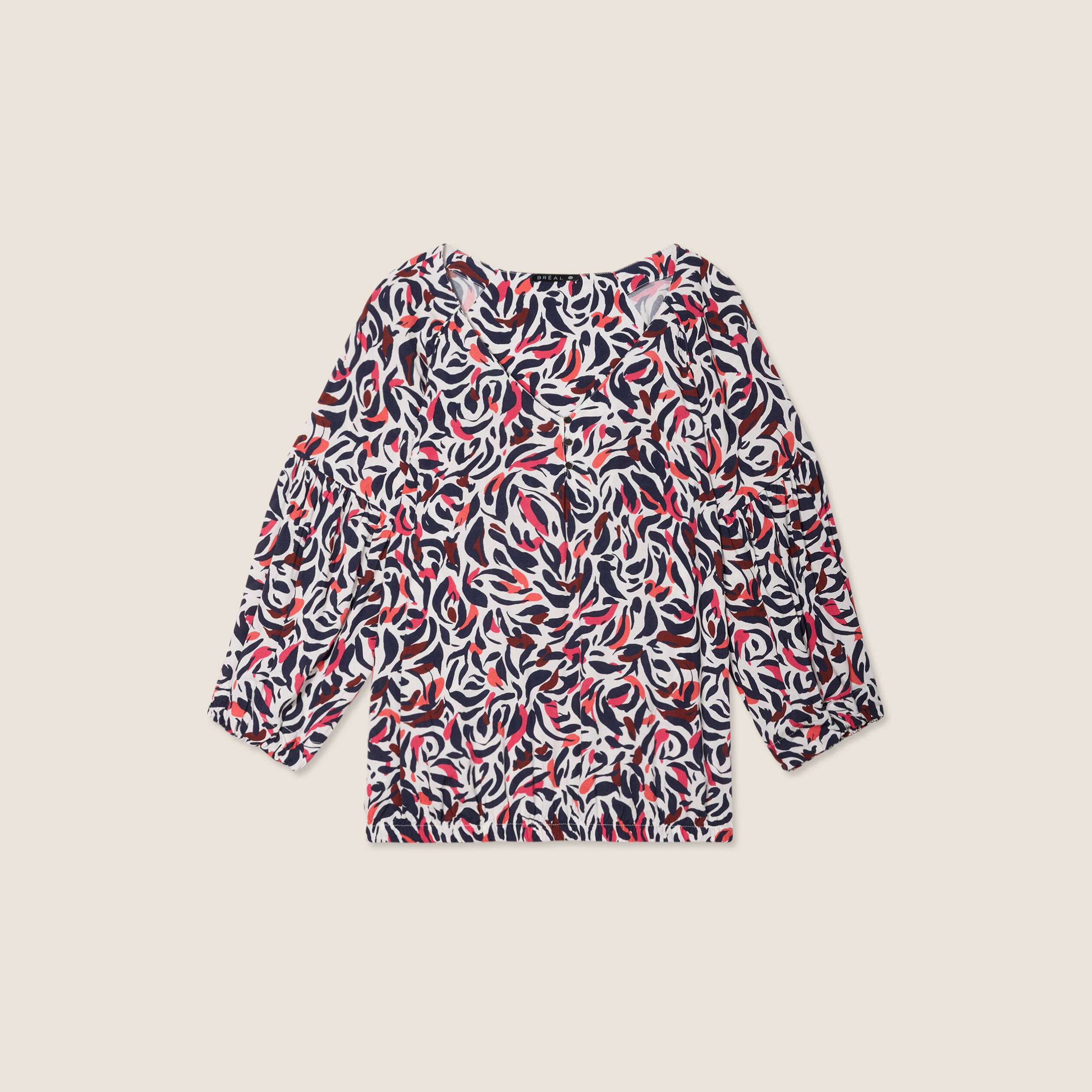 blouse manches 34 rose femme Blouse manches 3/4 rose femme