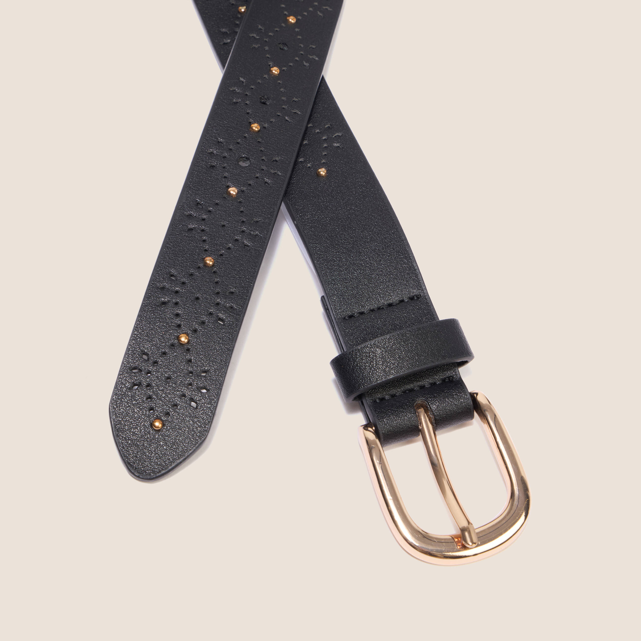 Ceinture fine ajour&eacute;e noir femme