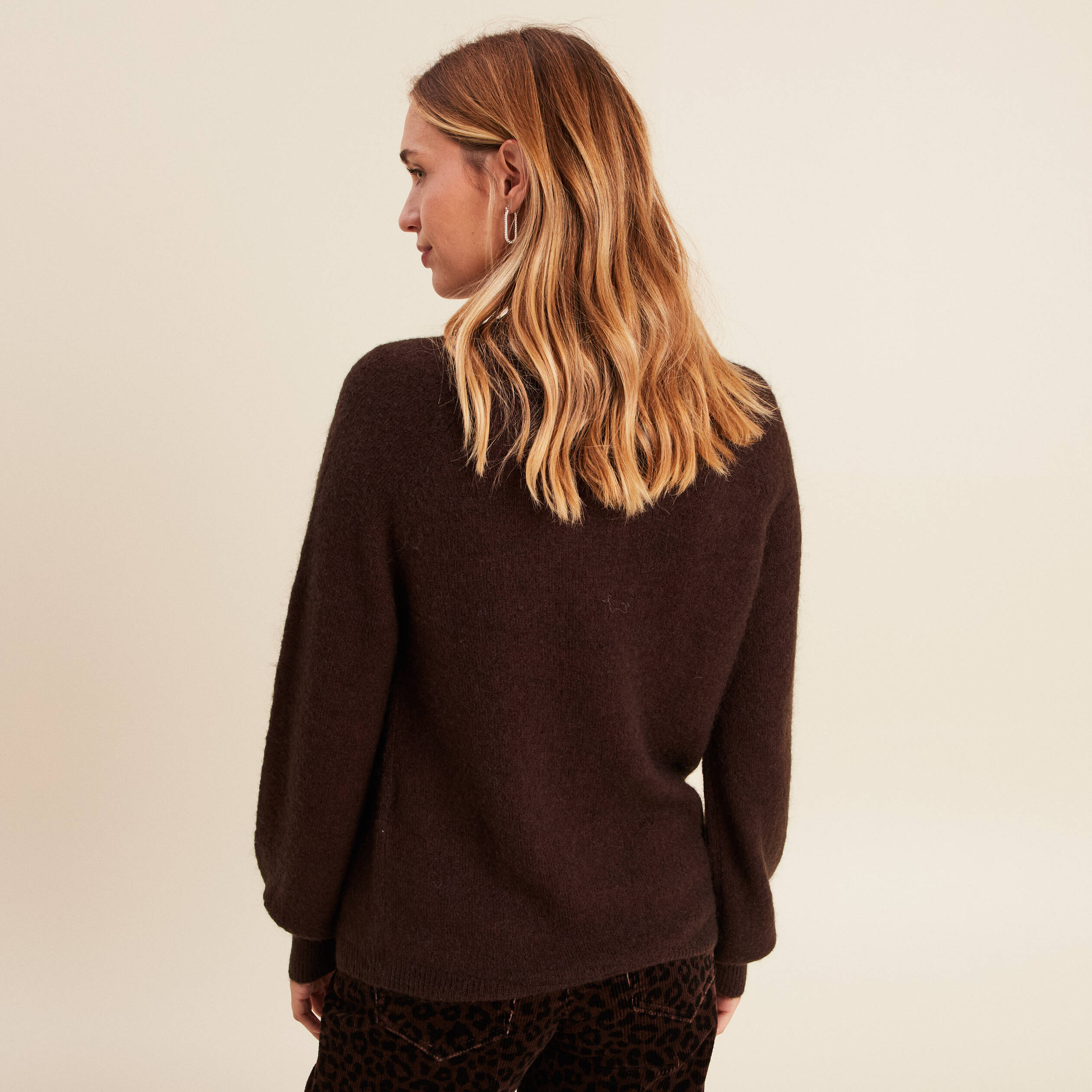 Pull à gros col Mantra, Marron