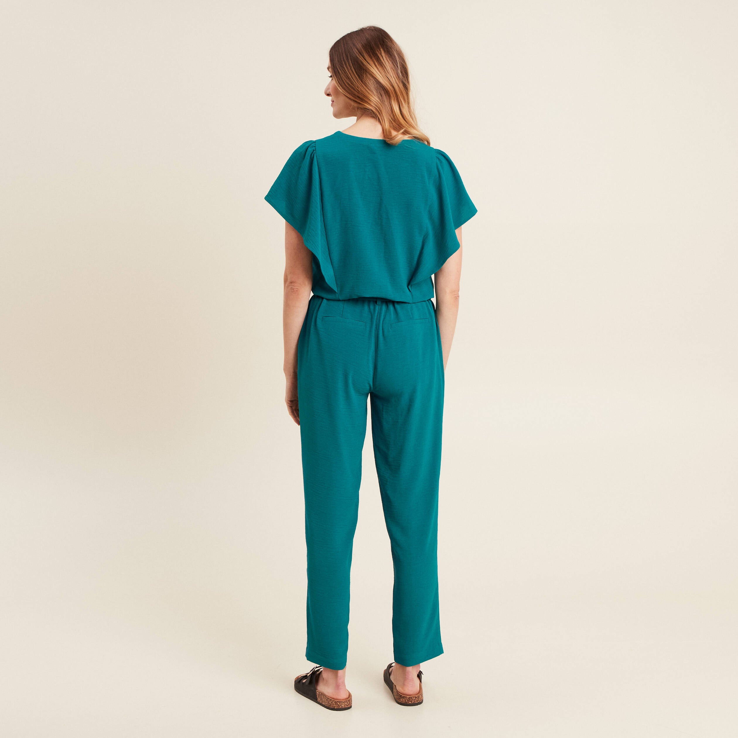 Combinaison pantalon droite vert femme