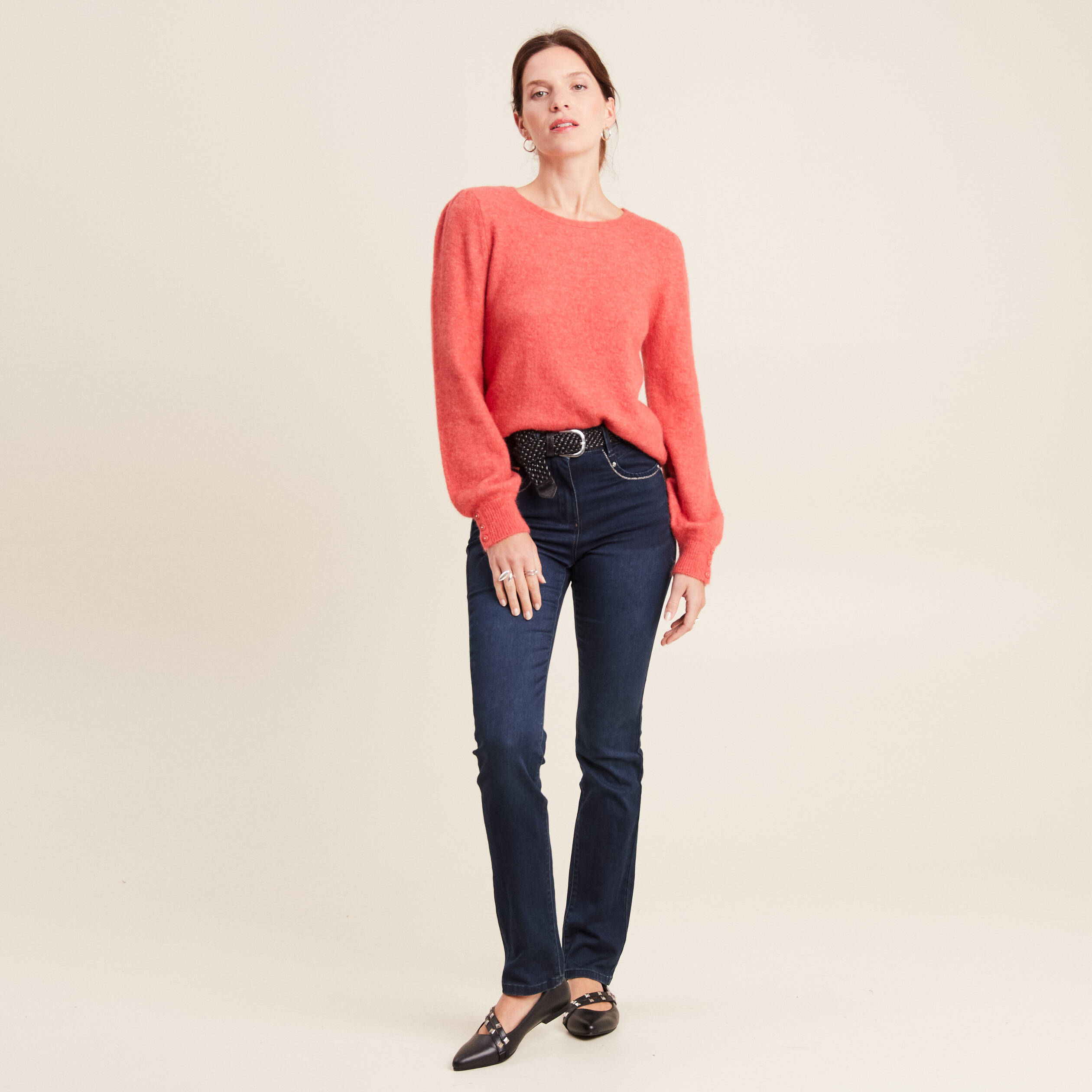 pull manches longues rouge corail femme Pull manches longues rouge corail femme