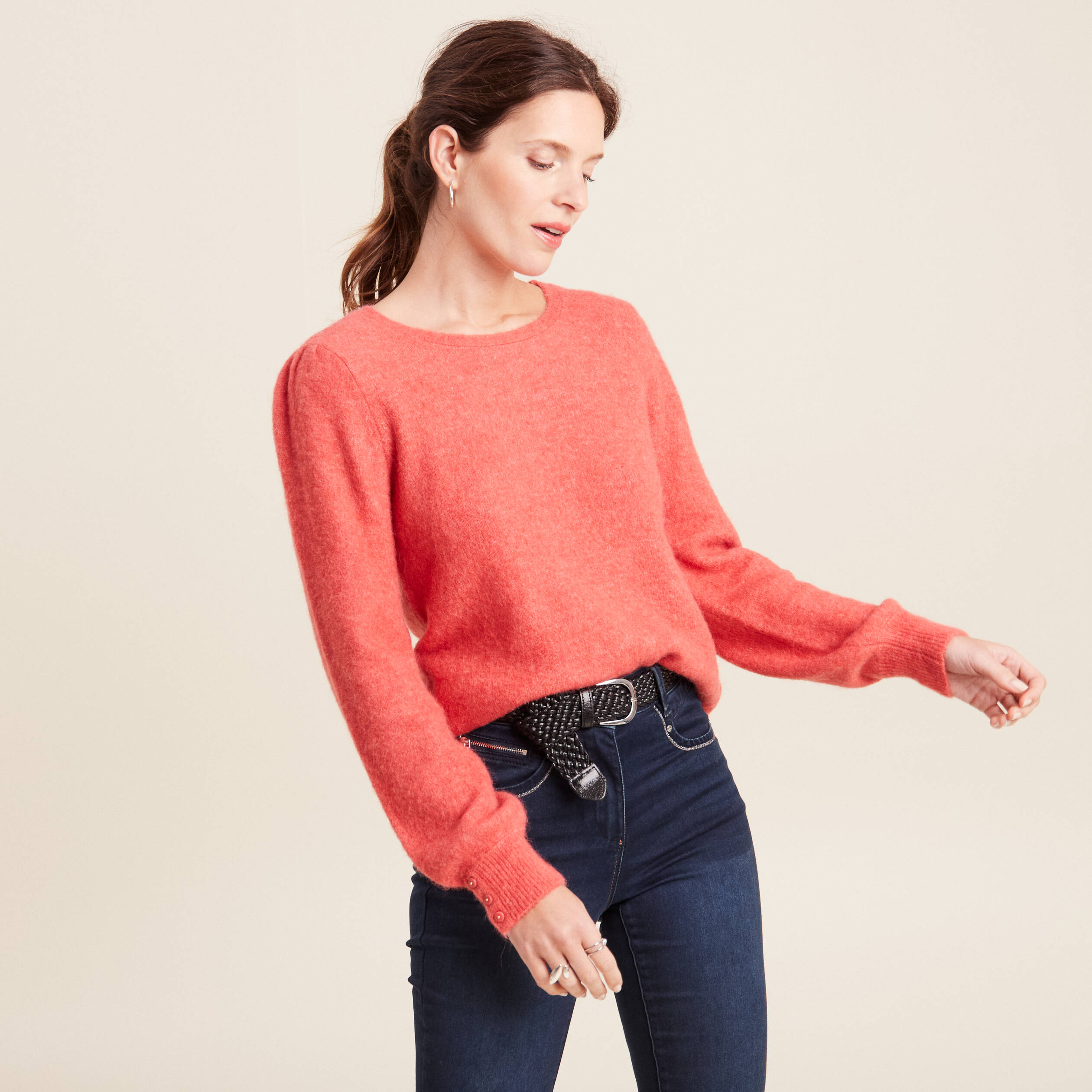 Pull corail femme deals