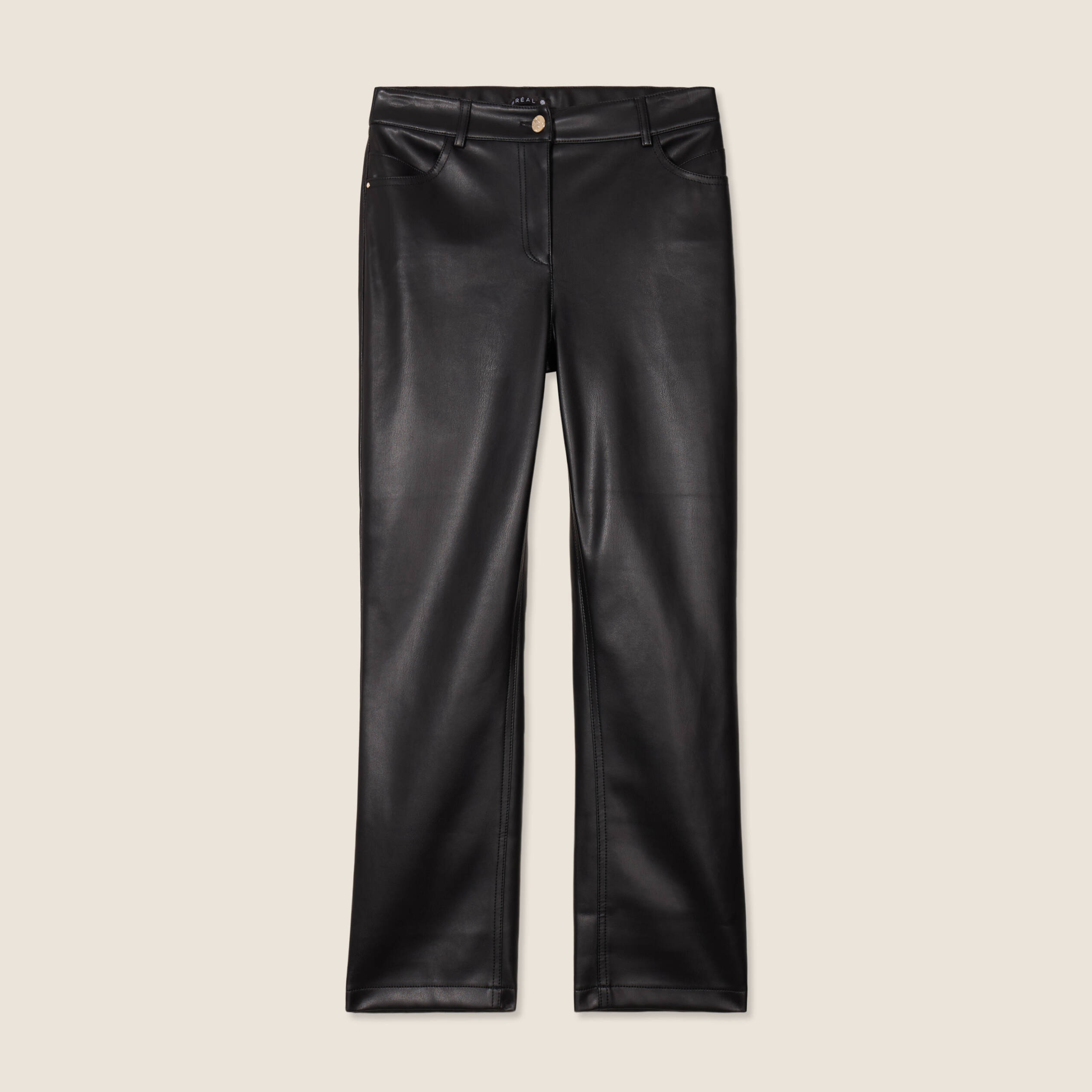 pantalon droit simili cuir noir femme Pantalon droit simili cuir noir femme