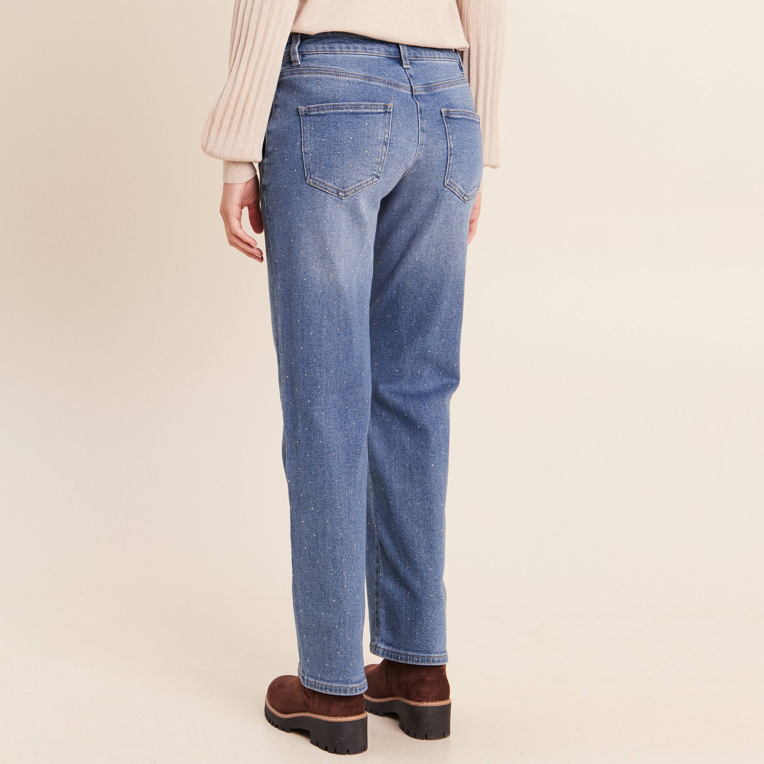 Jean avec strass denim stone femme