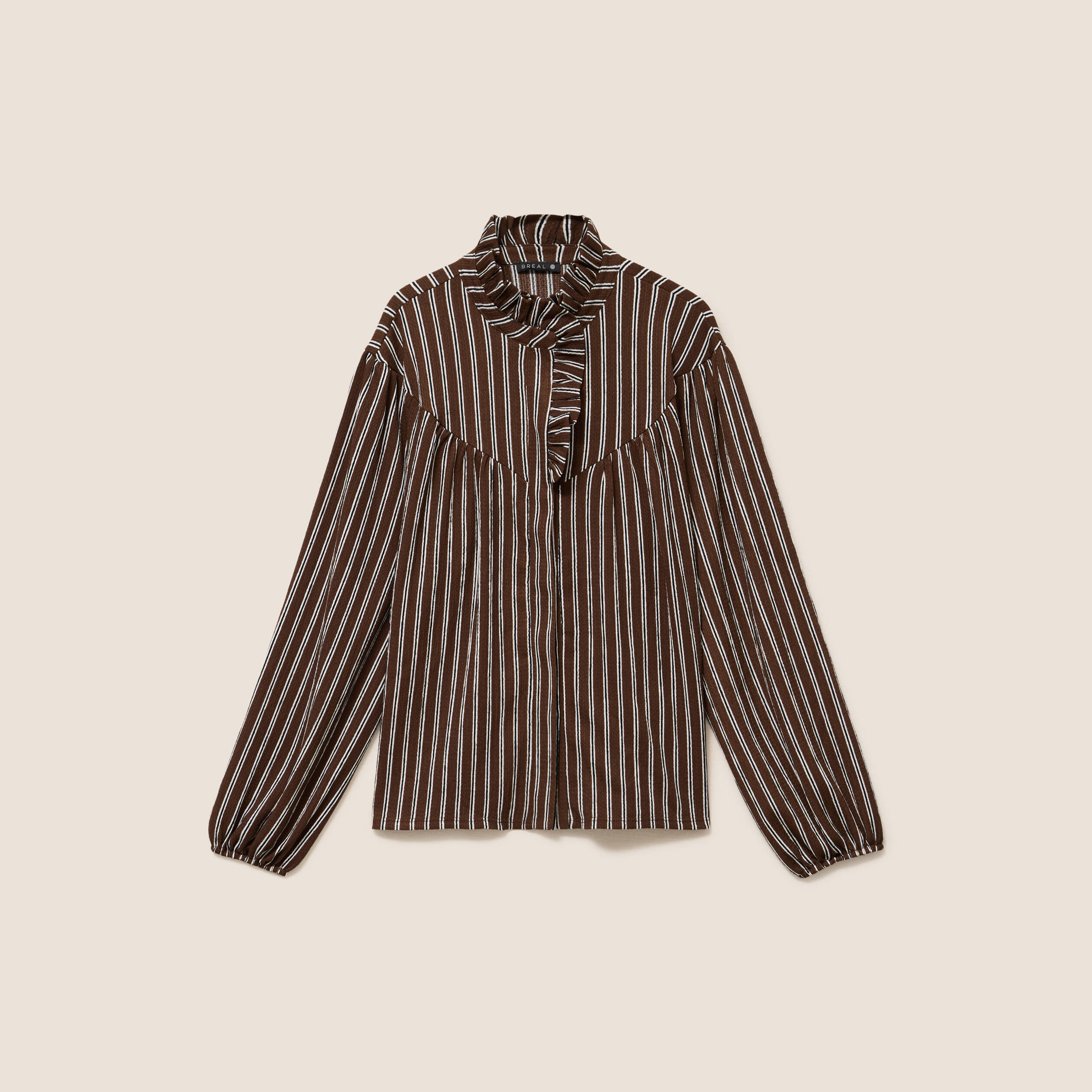 Blouse droite manches longues marron femme