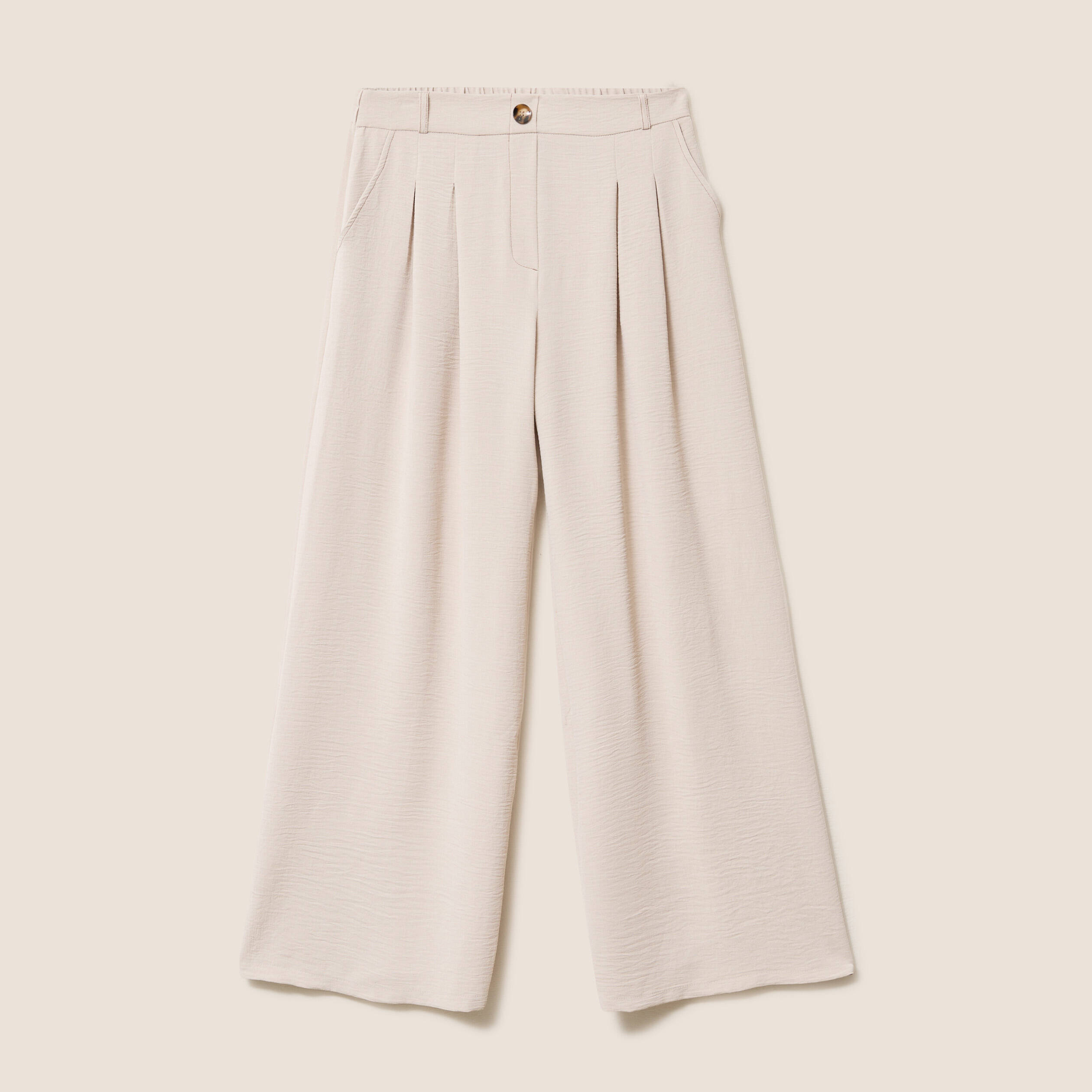 Pantalon large taille standard gris clair femme