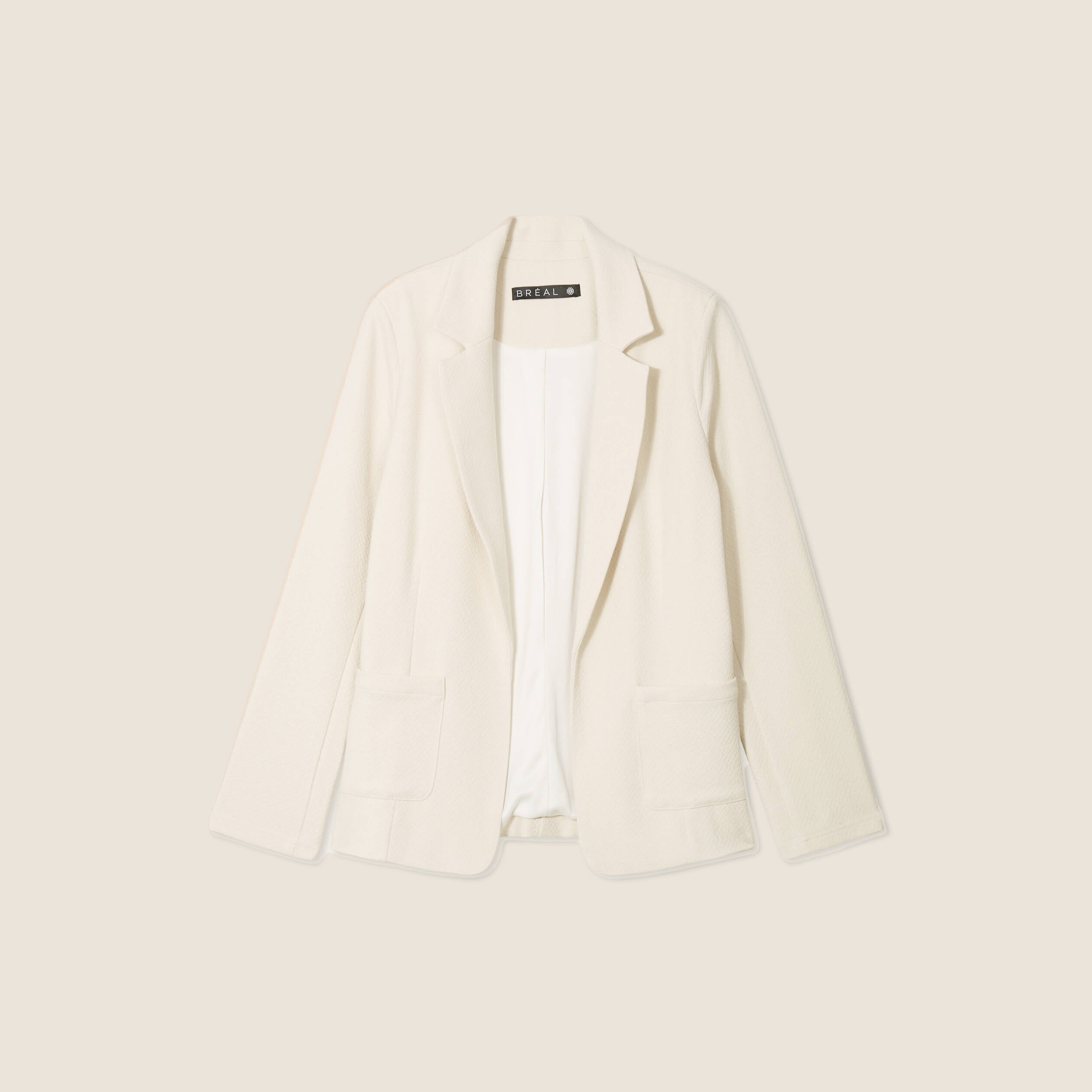 Veste tailleur cintr&eacute;e ecru femme