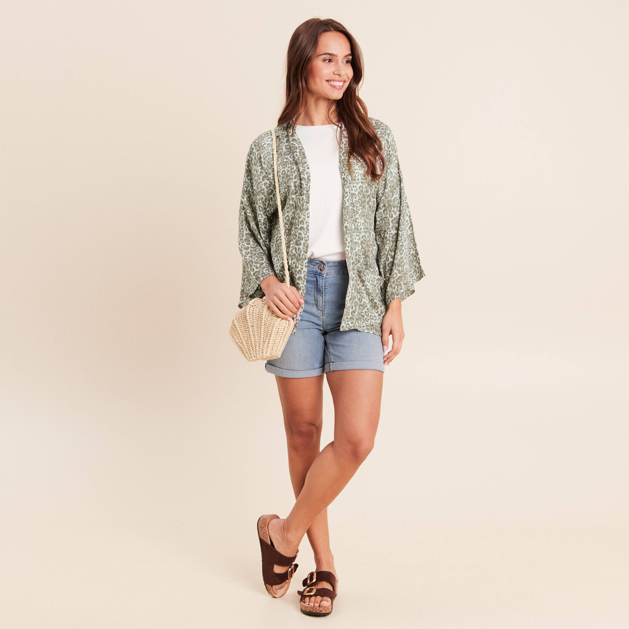 Kimono avec poches vert clair femme