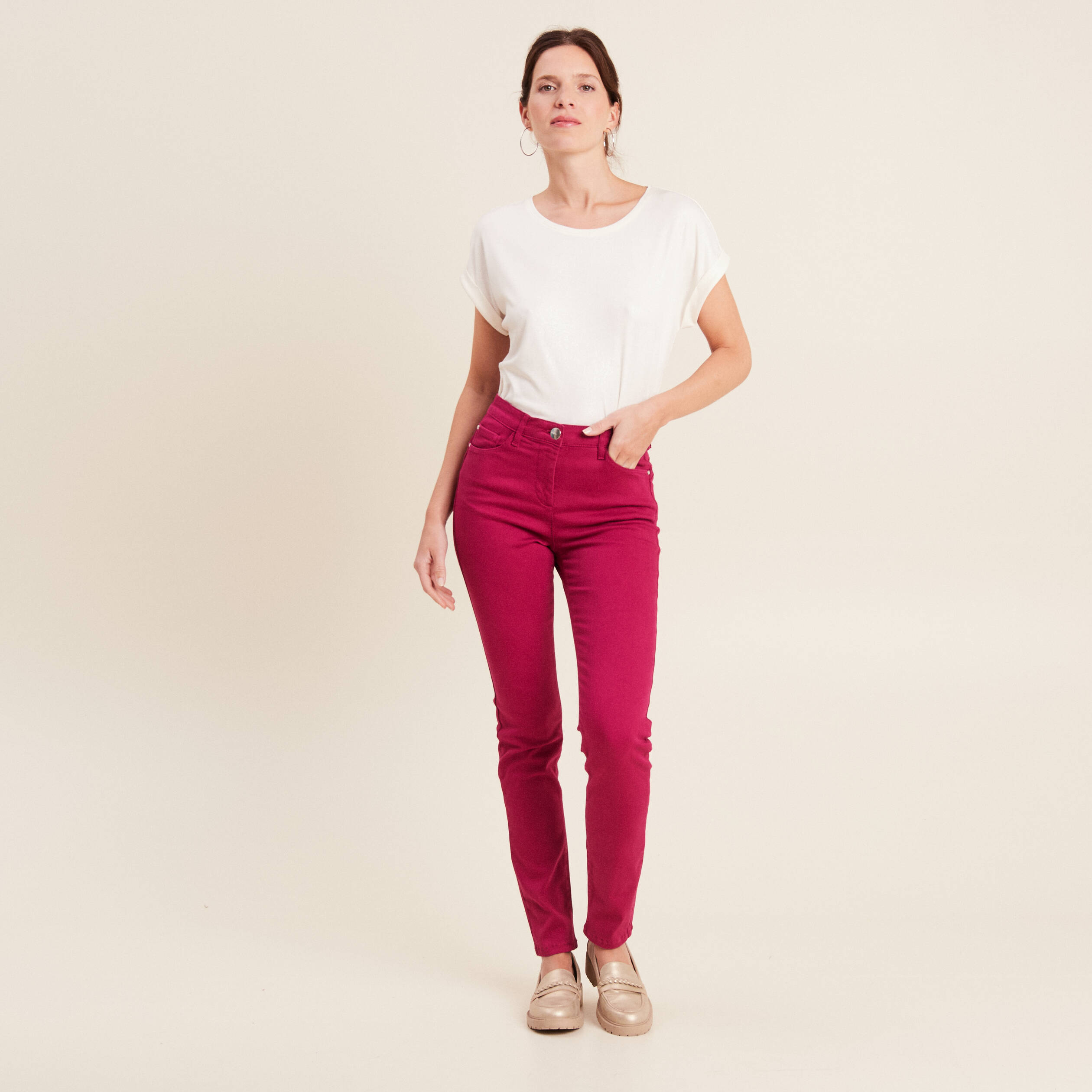 Pantalon Jean Capri Rose Stretch Lucky Brand - Taille 0/25, Très Bon état !