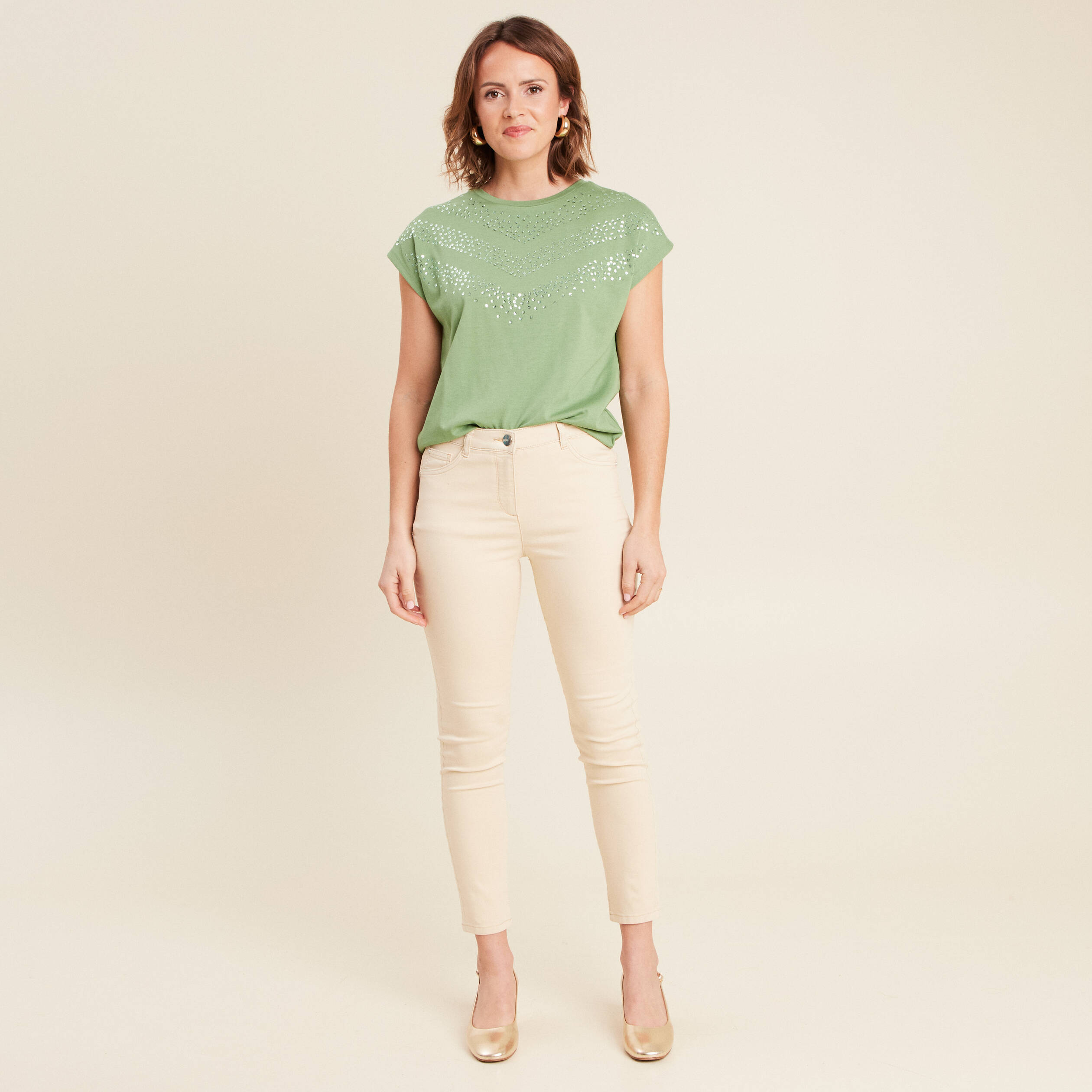 t shirt manches courtes vert femme T-shirt manches courtes vert femme