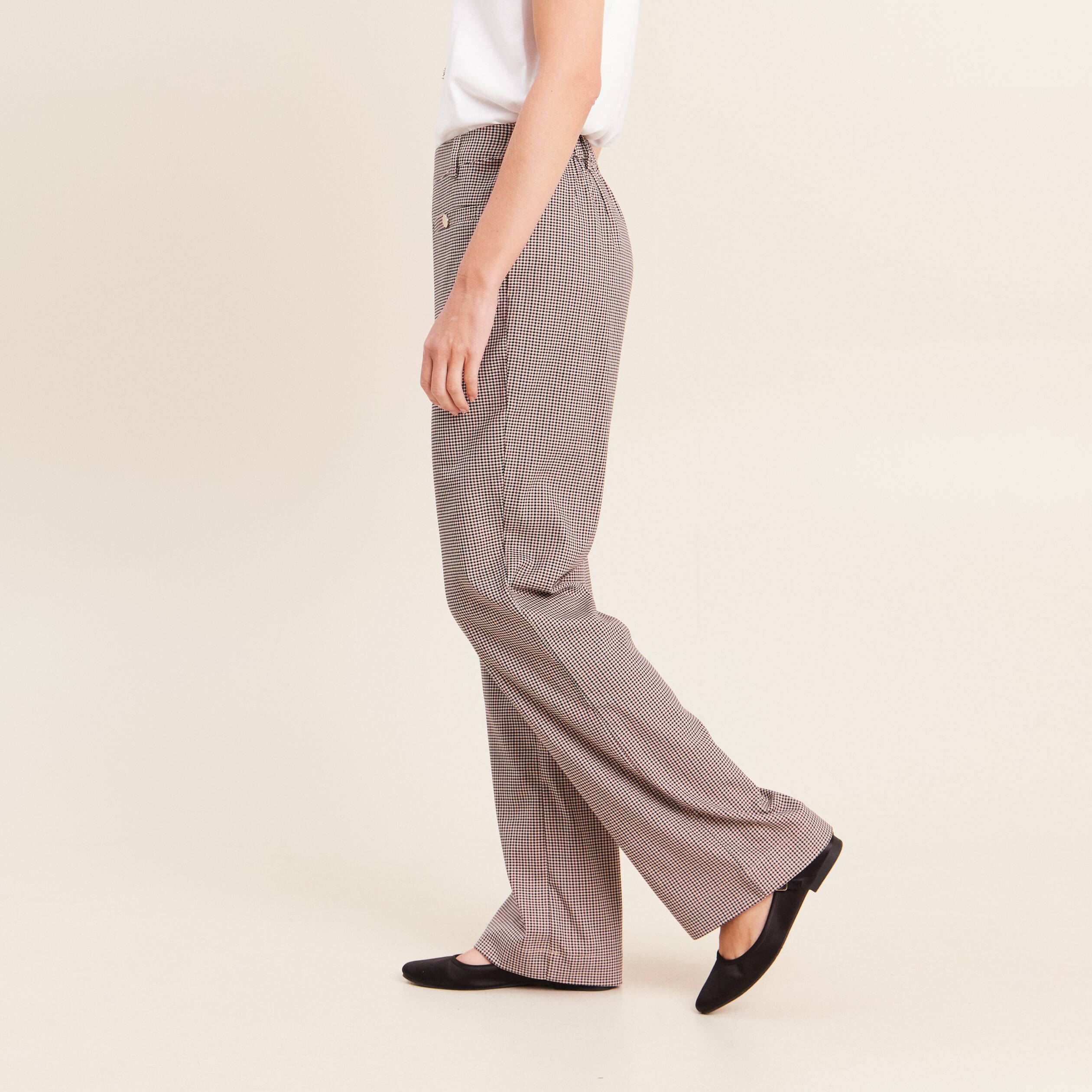 Pantalon 7/8e taille standard marron femme