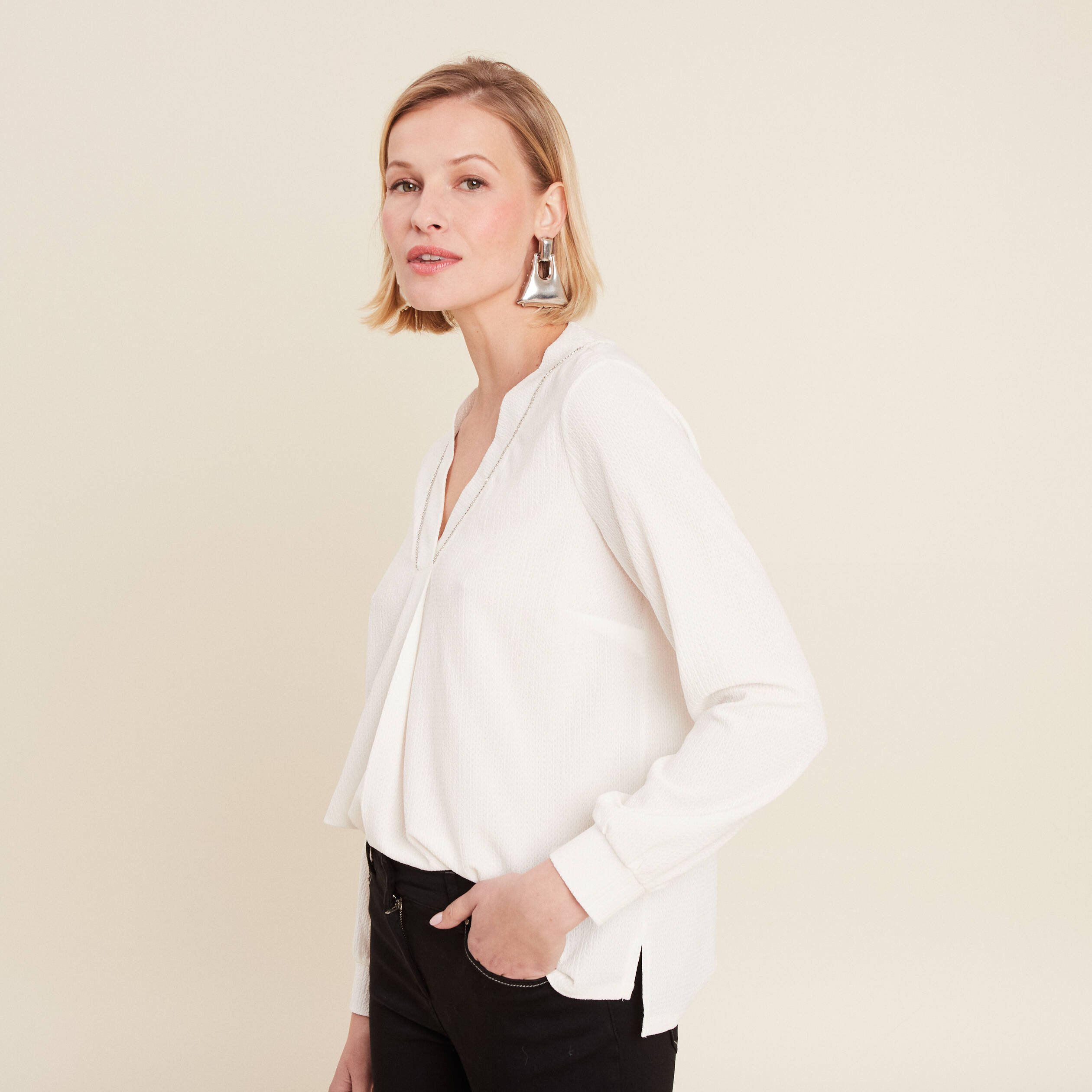 t shirt manches longues blanc femme T-shirt manches longues blanc femme