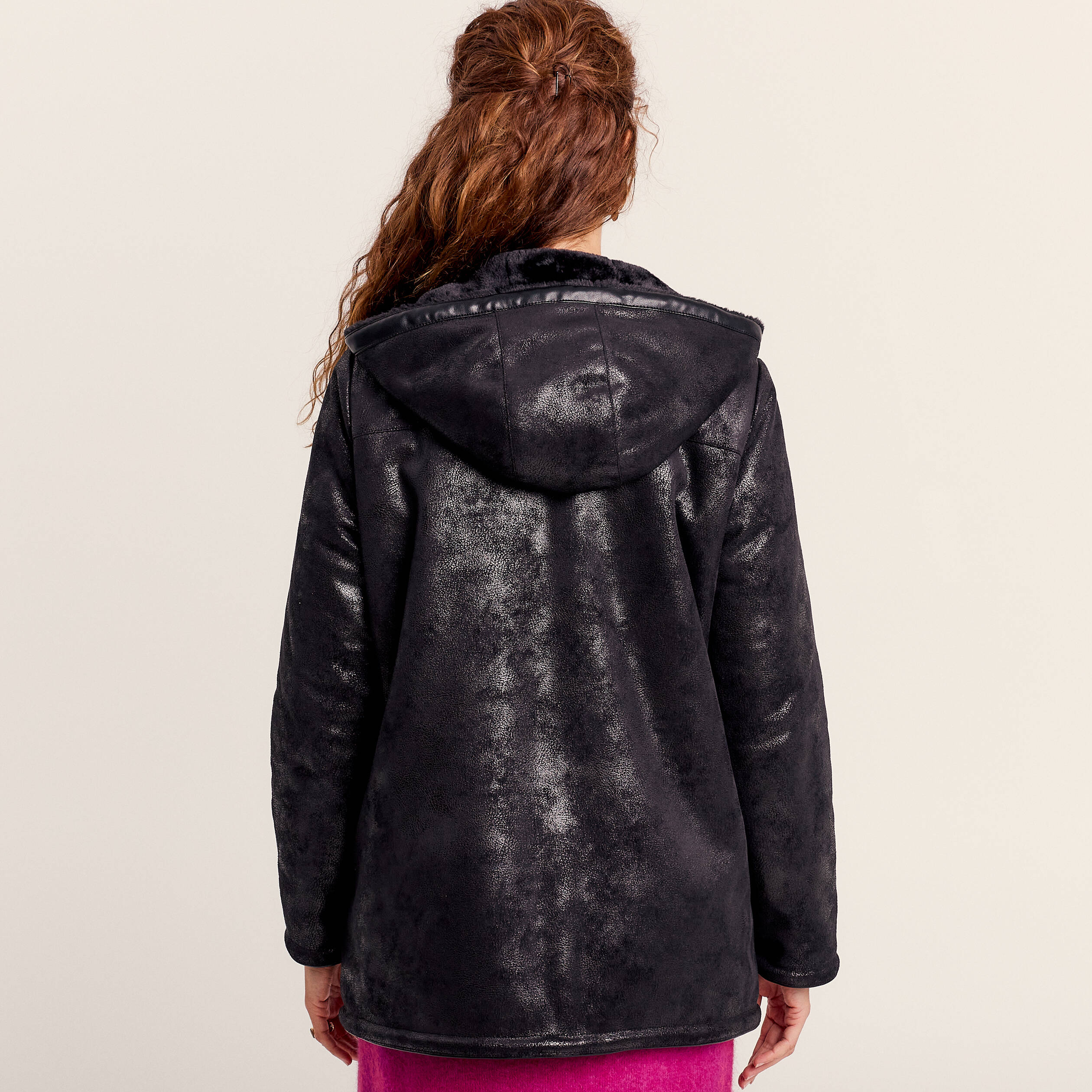 Cape Réversible Léopard Street One Pour Femme - Noir, Taille Unique, Avec Franges, Style Bohème