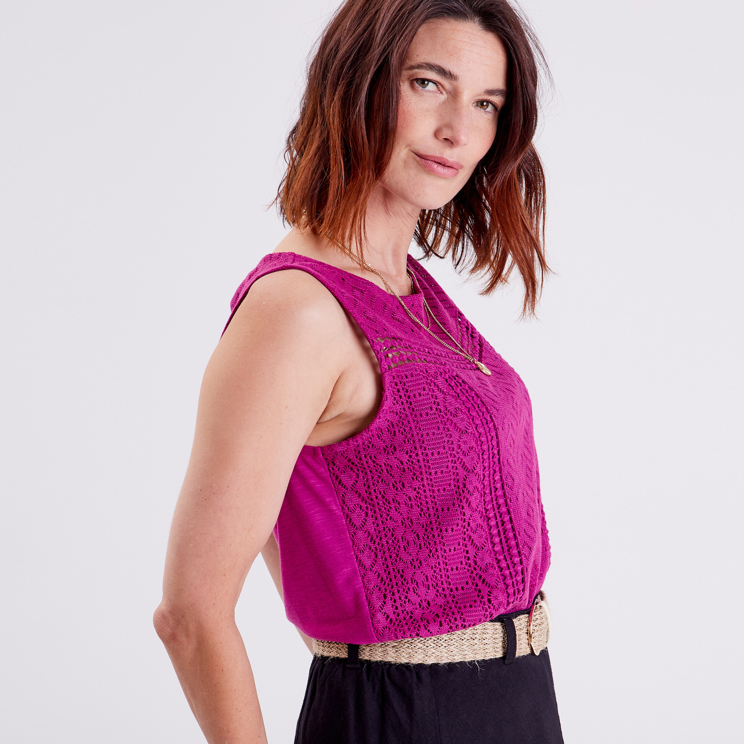 debardeur bretelles larges violet femme Débardeur bretelles larges violet femme