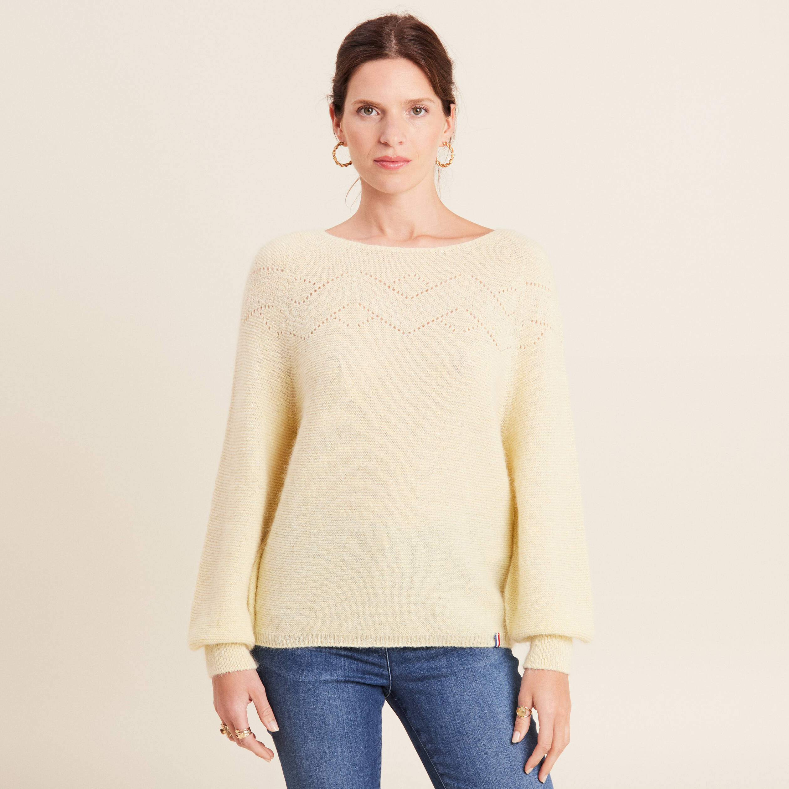 pull confectionne en france jaune pastel femme Pull confectionné en France jaune pastel femme