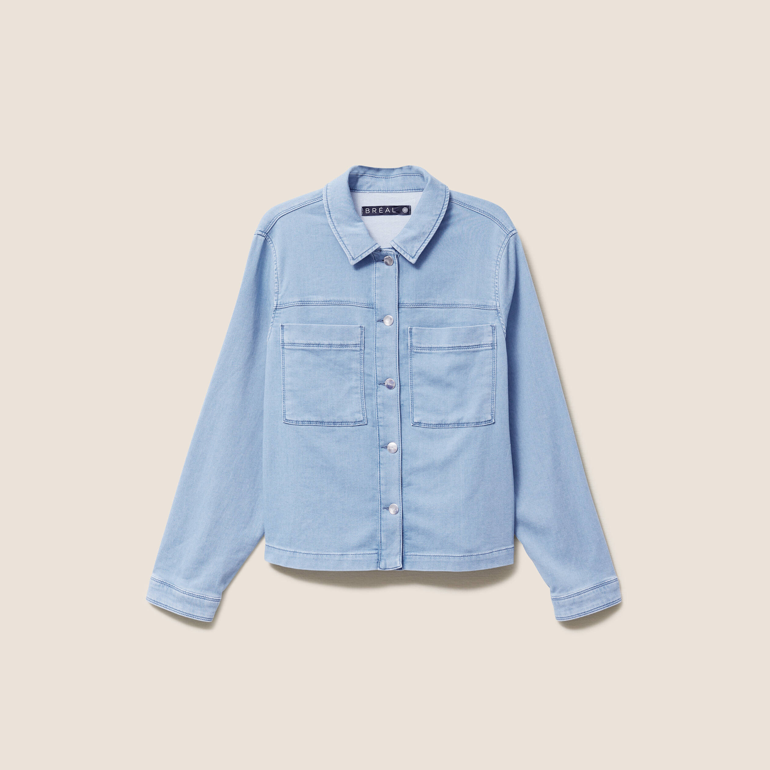 Veste jean manches longues denim bleach femme