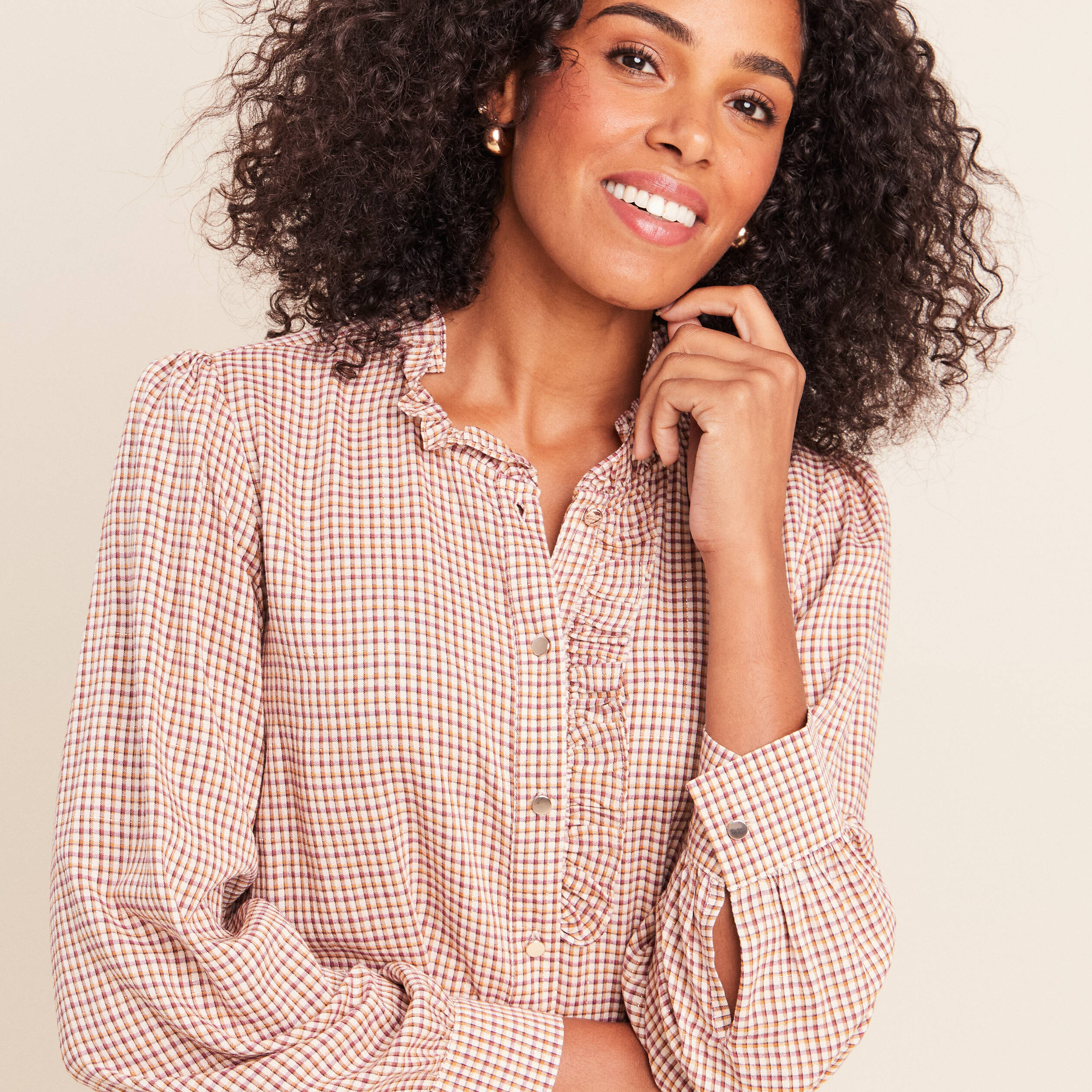 Chemise fluide manches longues rose femme