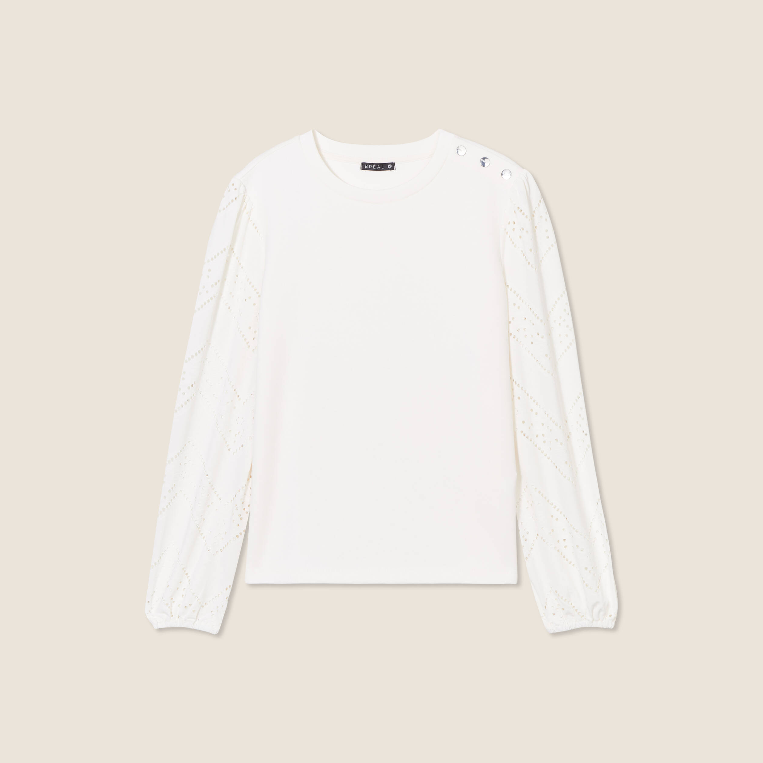Sweat manches longues ecru femme