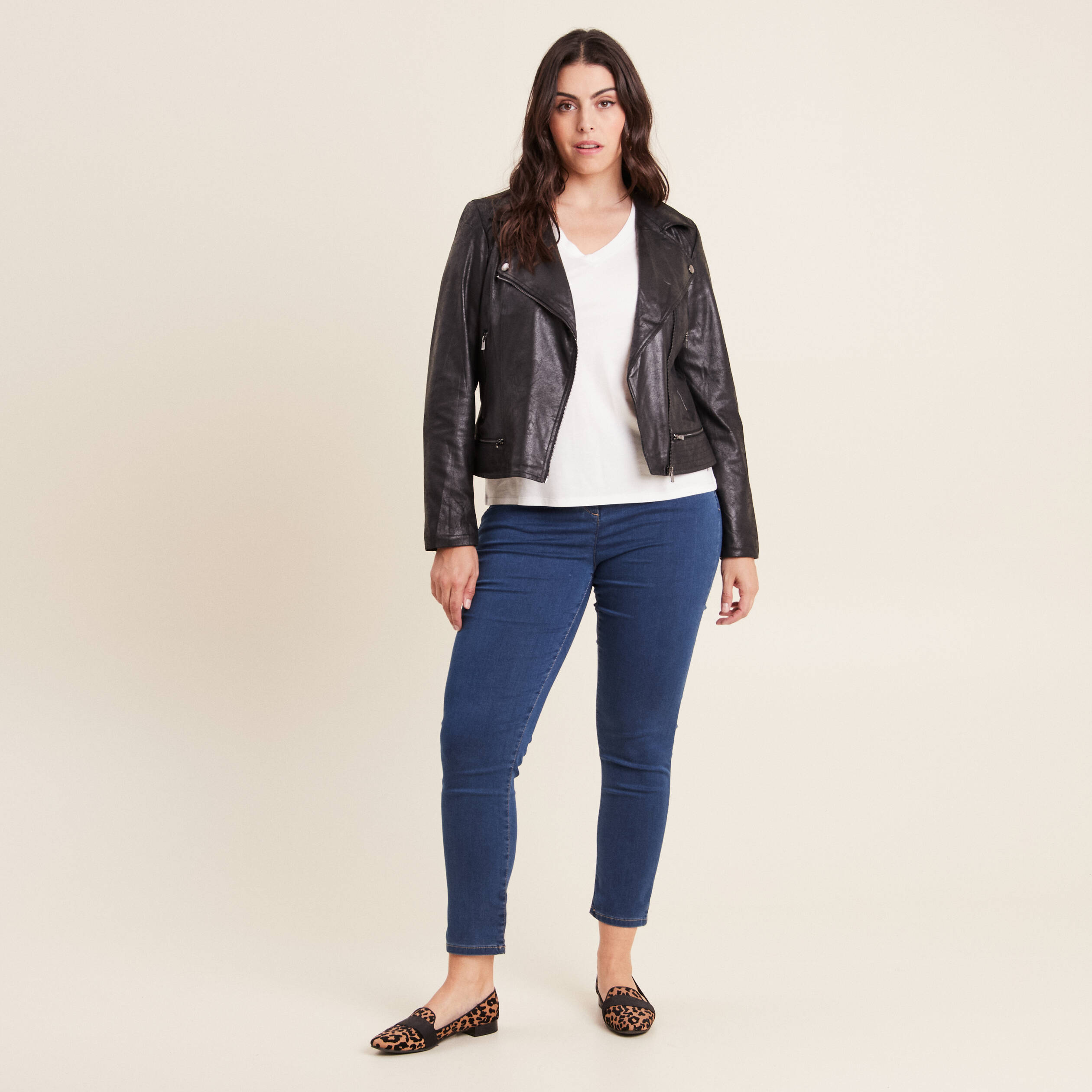 Jean magique Le L&eacute;ger coupe ajust&eacute;e denim double stone femme