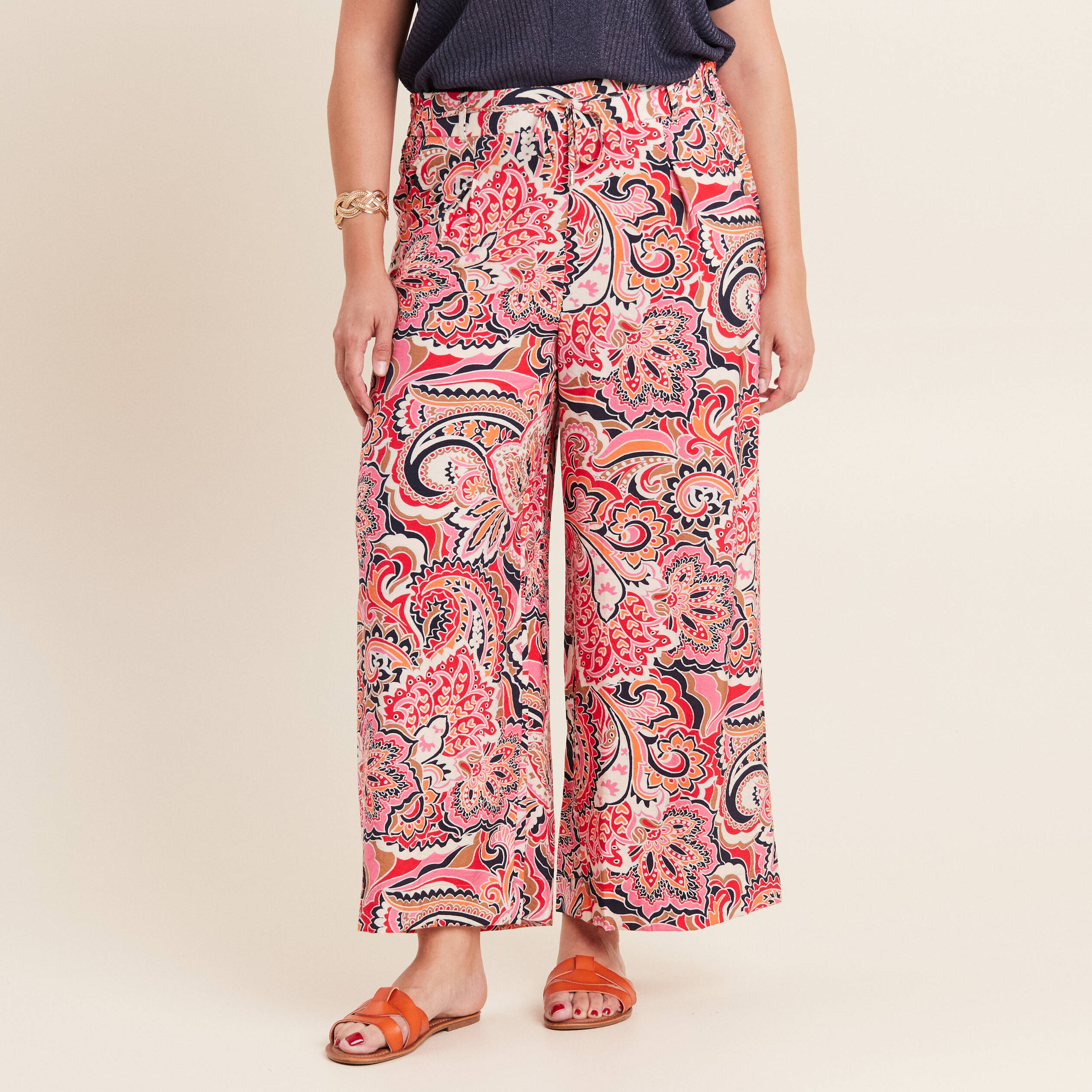pantalon fluide 78eme multicolore femme Pantalon fluide 7/8ème multicolore femme